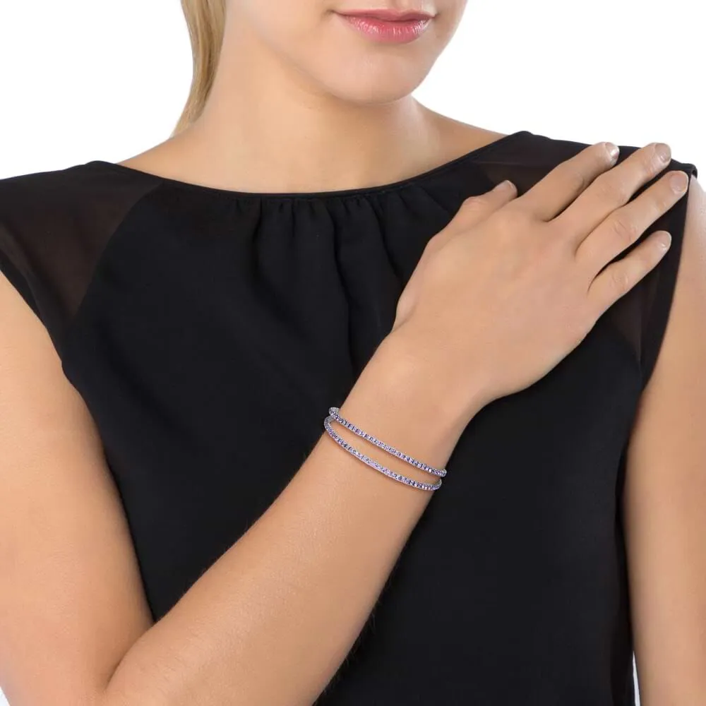 Bracciale bangle in metallo rodiato e cristalli