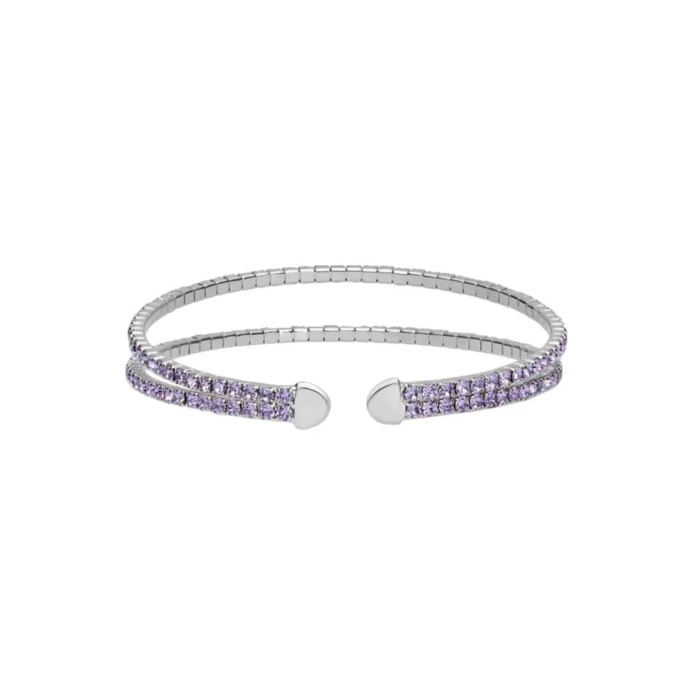 Bracciale bangle in metallo rodiato e cristalli
