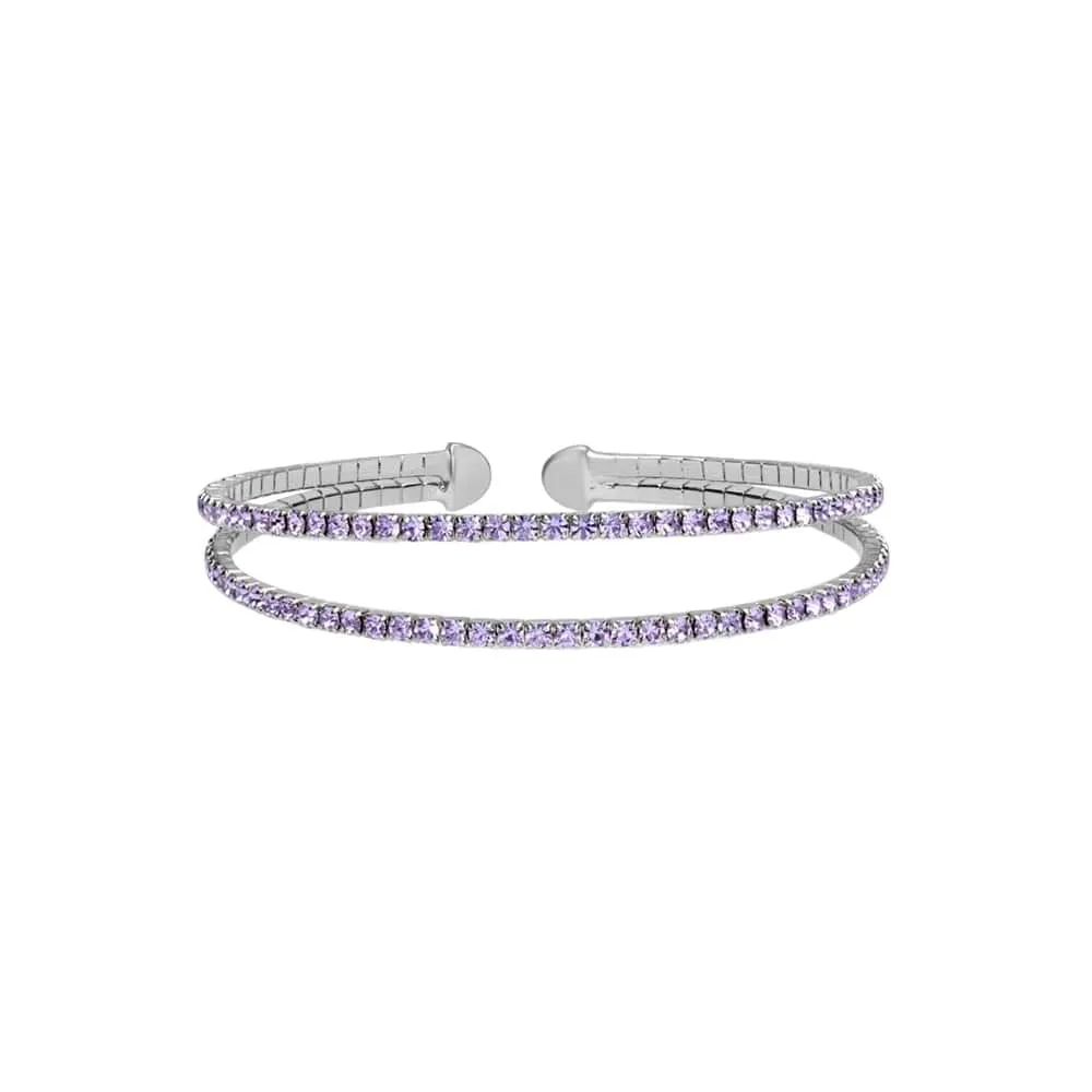 Bracciale bangle in metallo rodiato e cristalli