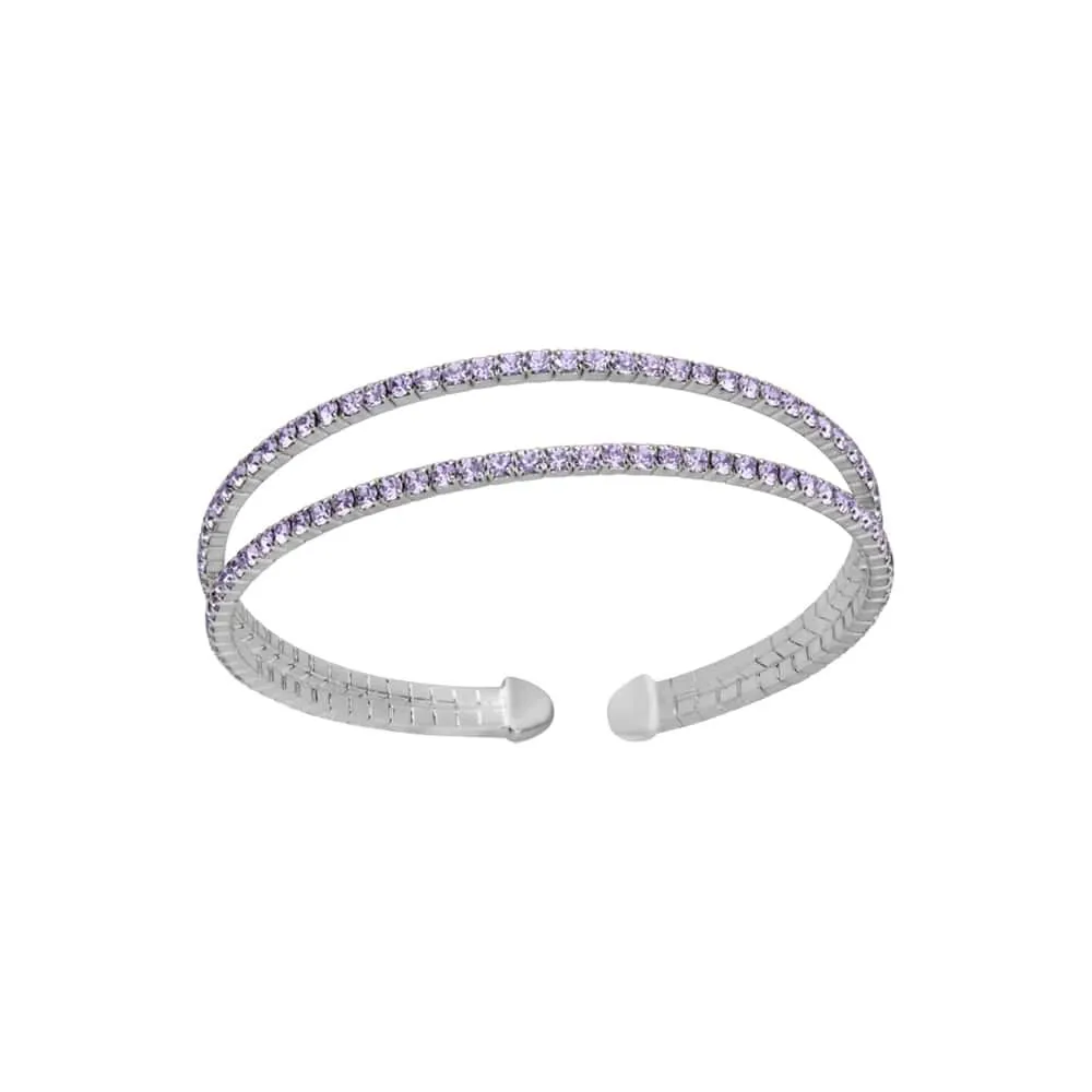 Bracciale bangle in metallo rodiato e cristalli