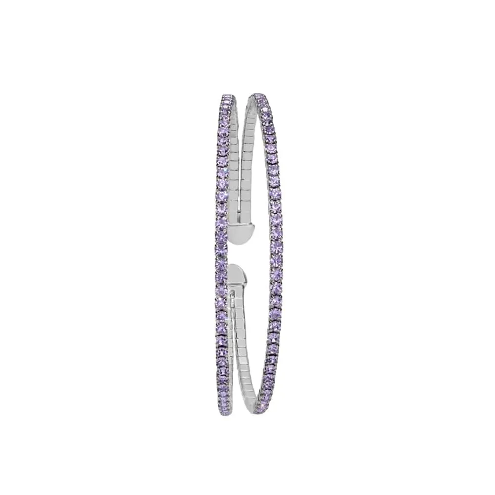 Bracciale bangle in metallo rodiato e cristalli