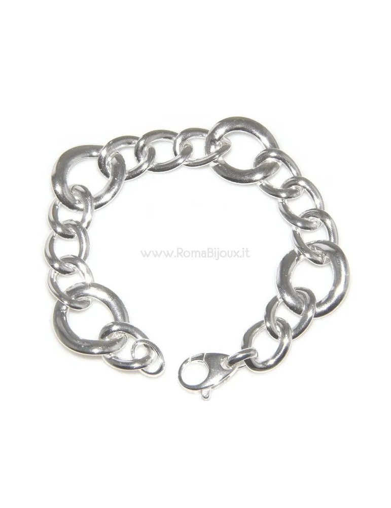 Bracciale donna in Argento 925 non rodiato, figaro larga stondata mis 17