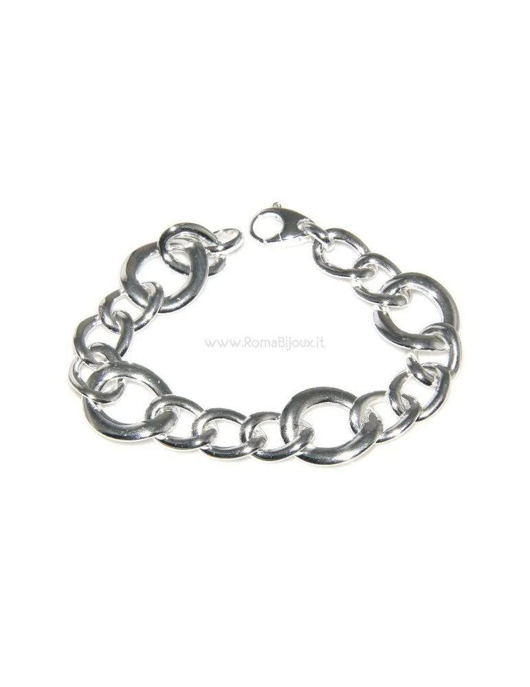 Bracciale donna in Argento 925 non rodiato, figaro larga stondata mis 17