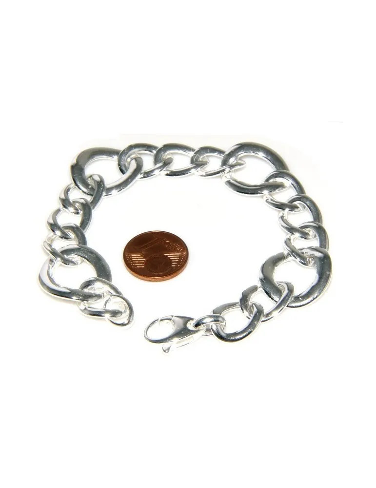 Bracciale donna in Argento 925 non rodiato, figaro larga stondata mis 17