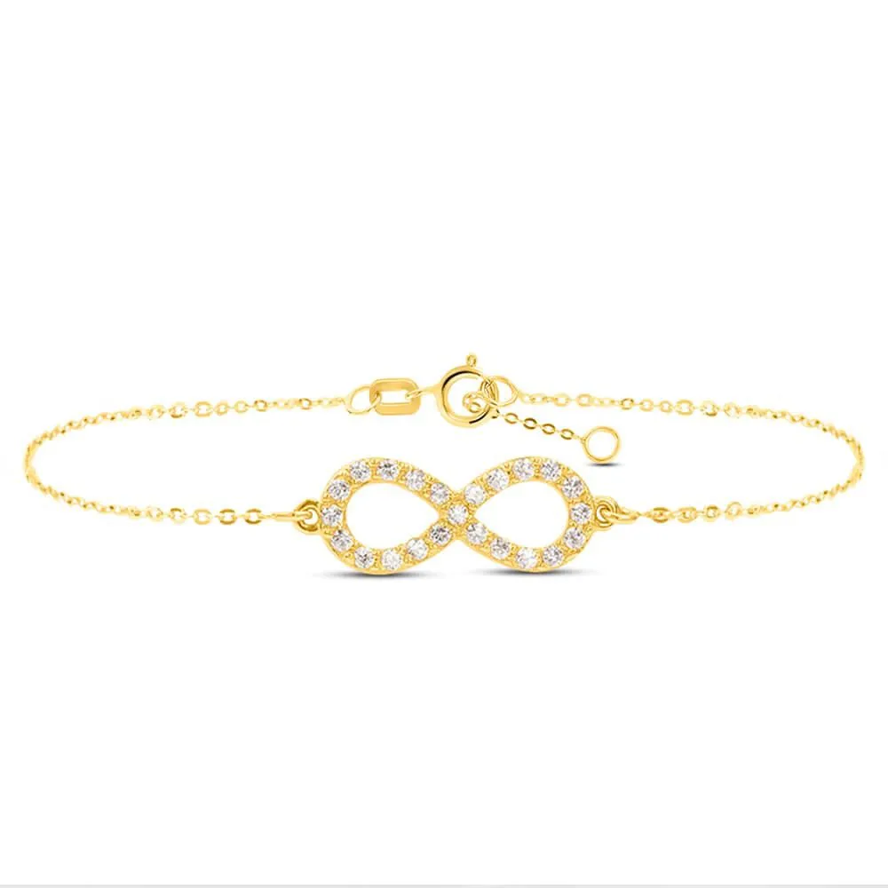 Bracciale Infinito Claire Oro Giallo 375/1000 Cubic Zirconia Bianco 16 + 2 cm 1400067