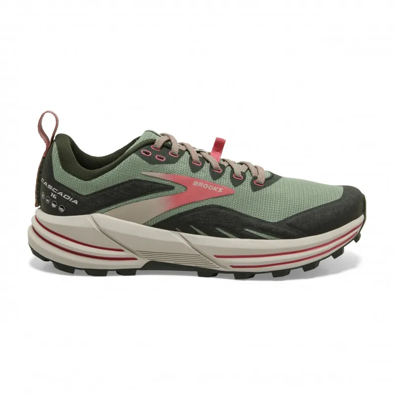 Brooks CASCADIA 16 Scarpe Trail Donna Basil/Duffel Bag/Coral