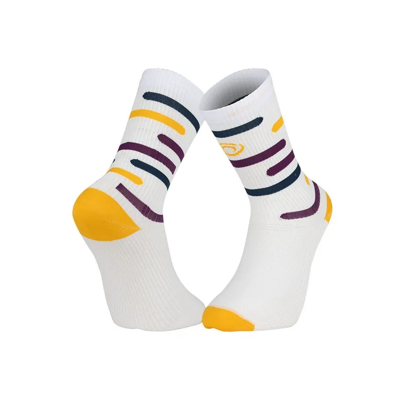 BV SPORT LIGHT RUN RIO HAUTE CALZINO RUNNING TECNICO MID - BIANCO/VIOLA/GIALLO