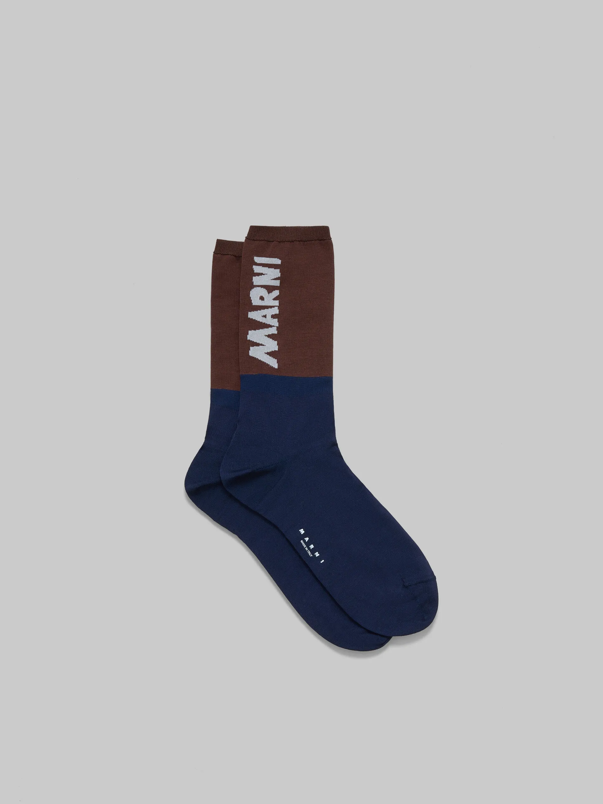 Calzini marroni e blu con logo Marni