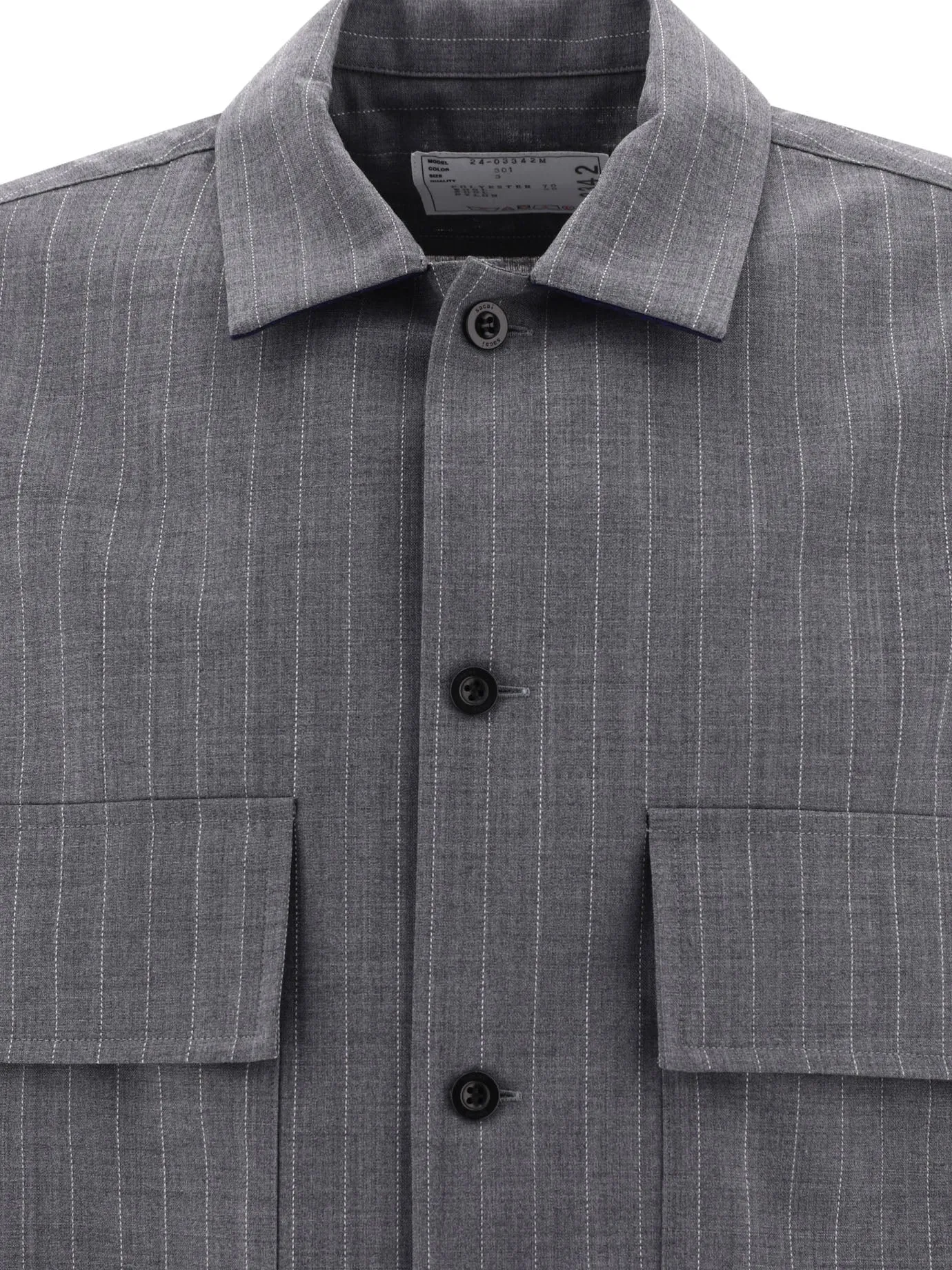 Camicia a gesso sacai con tasche