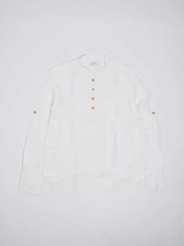 Camicia bambino Jeckerson in lino collo guru Bianco