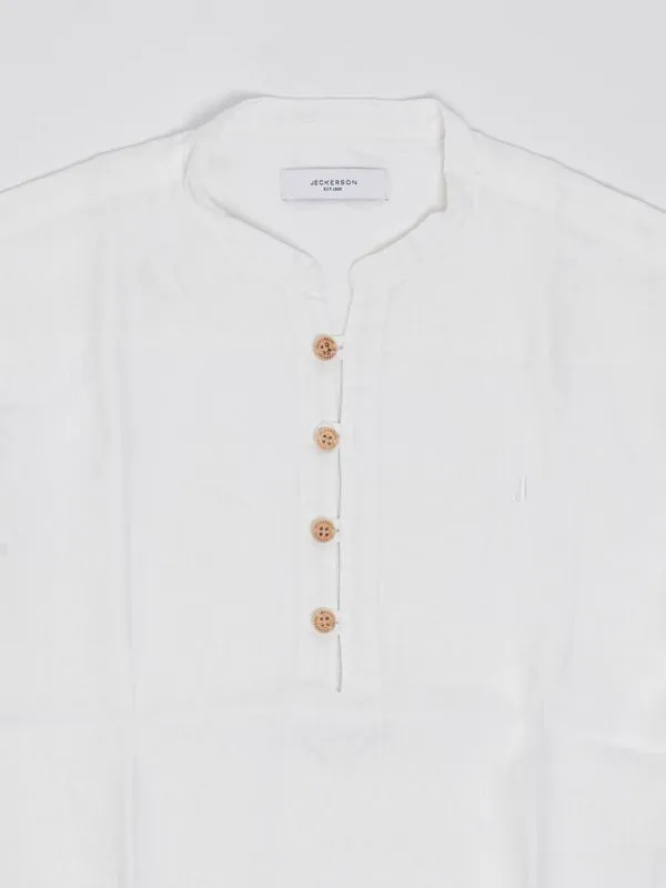 Camicia bambino Jeckerson in lino collo guru Bianco