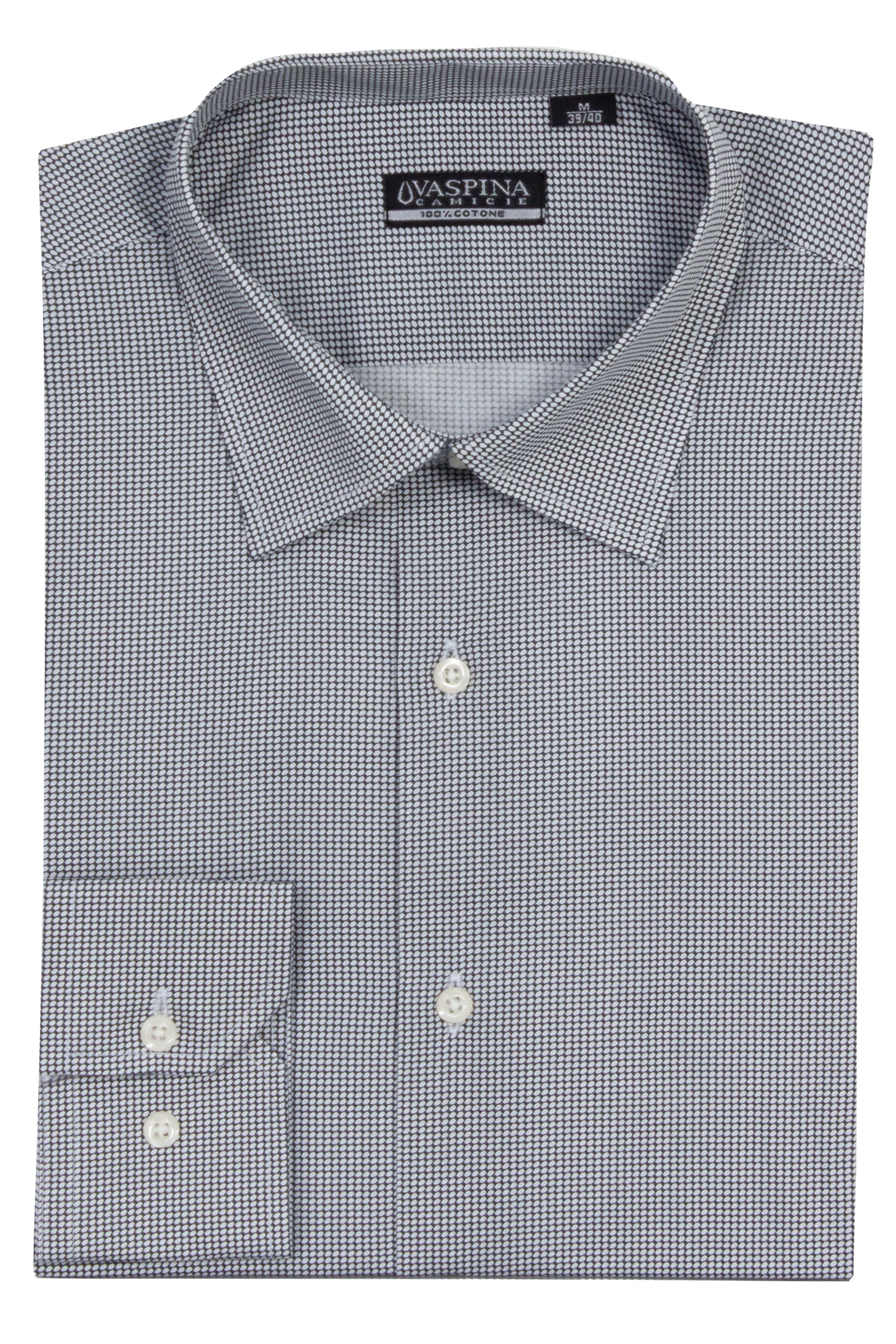 Camicia collo classico regular in cotone microfantasia