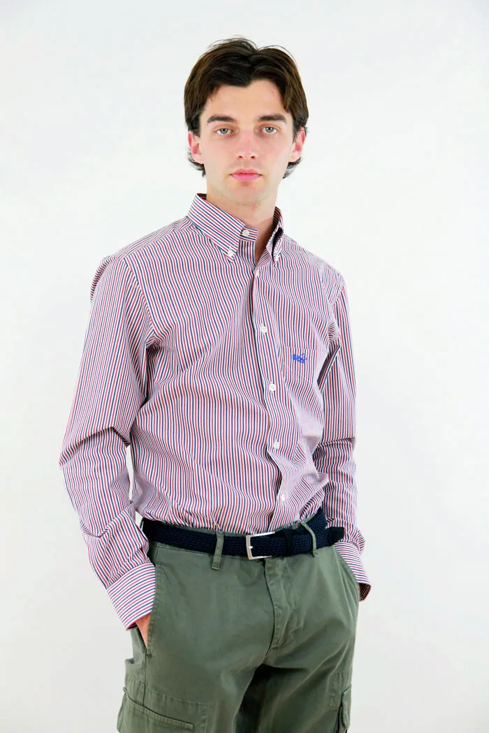 CAMICIA MUSTANG A RIGHE ROSSE E BLU 