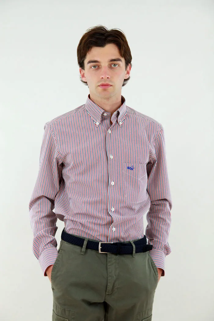 CAMICIA MUSTANG A RIGHE ROSSE E BLU 
