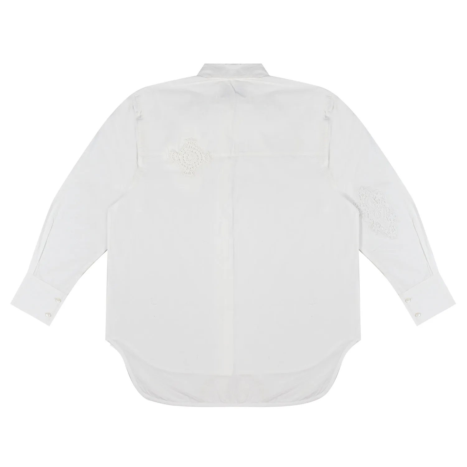 Camicia Over Bianca Con Dettagli Uncinetto