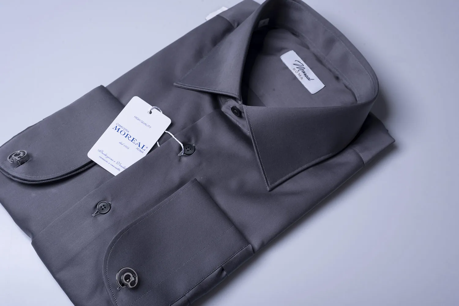 Camicia raso grigio con Gemello @
