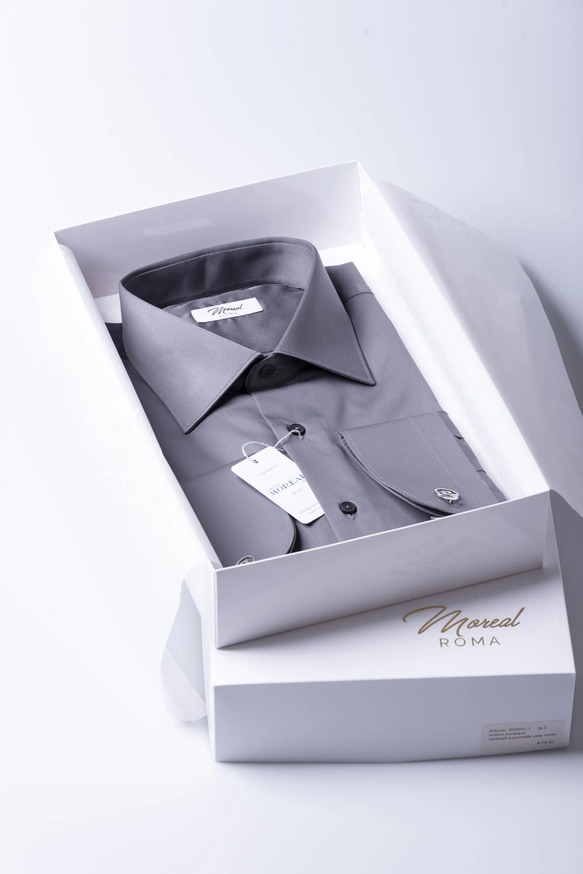 Camicia raso grigio con Gemello @