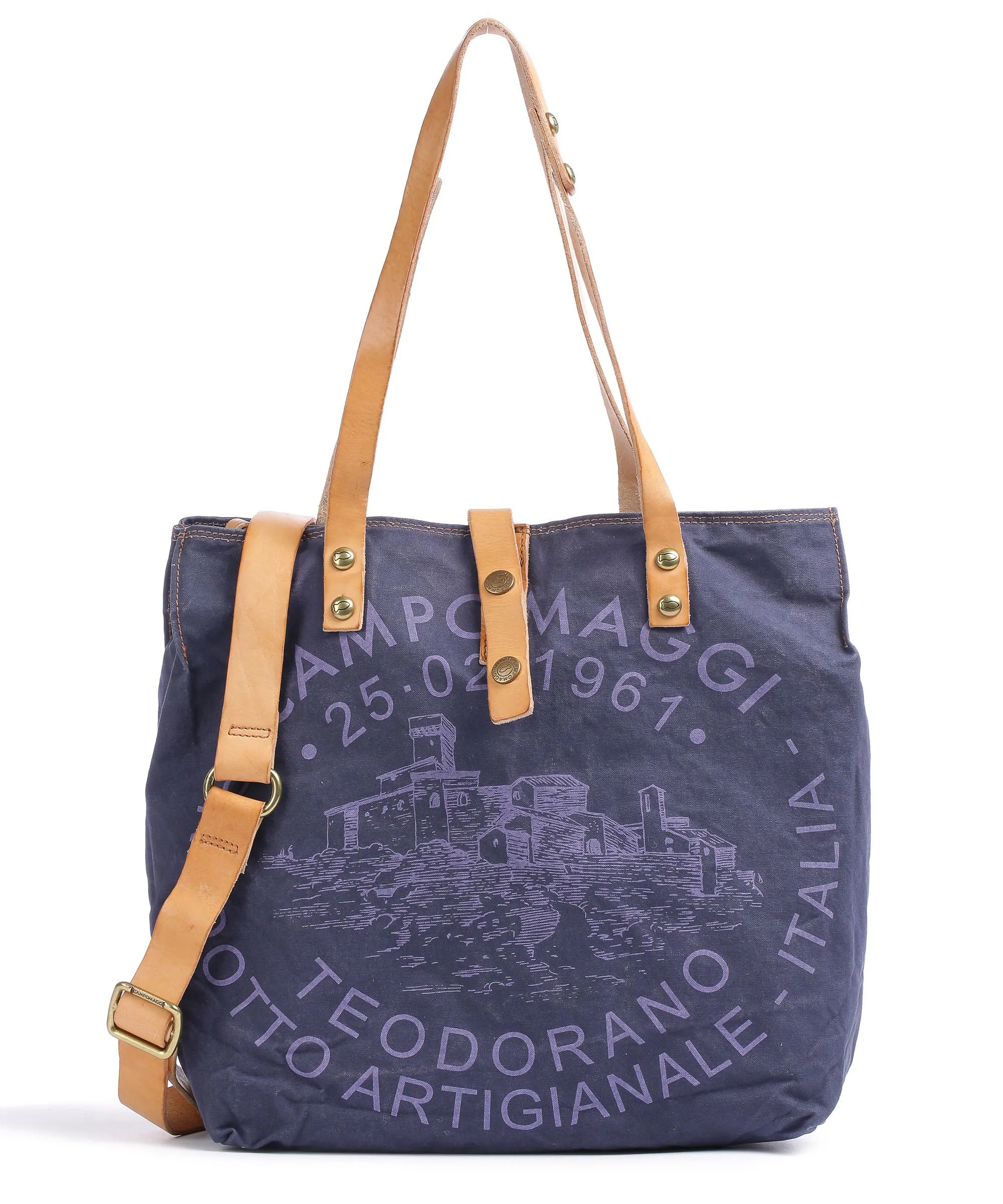  Campomaggi Borsa shopper cotone blu scuro  