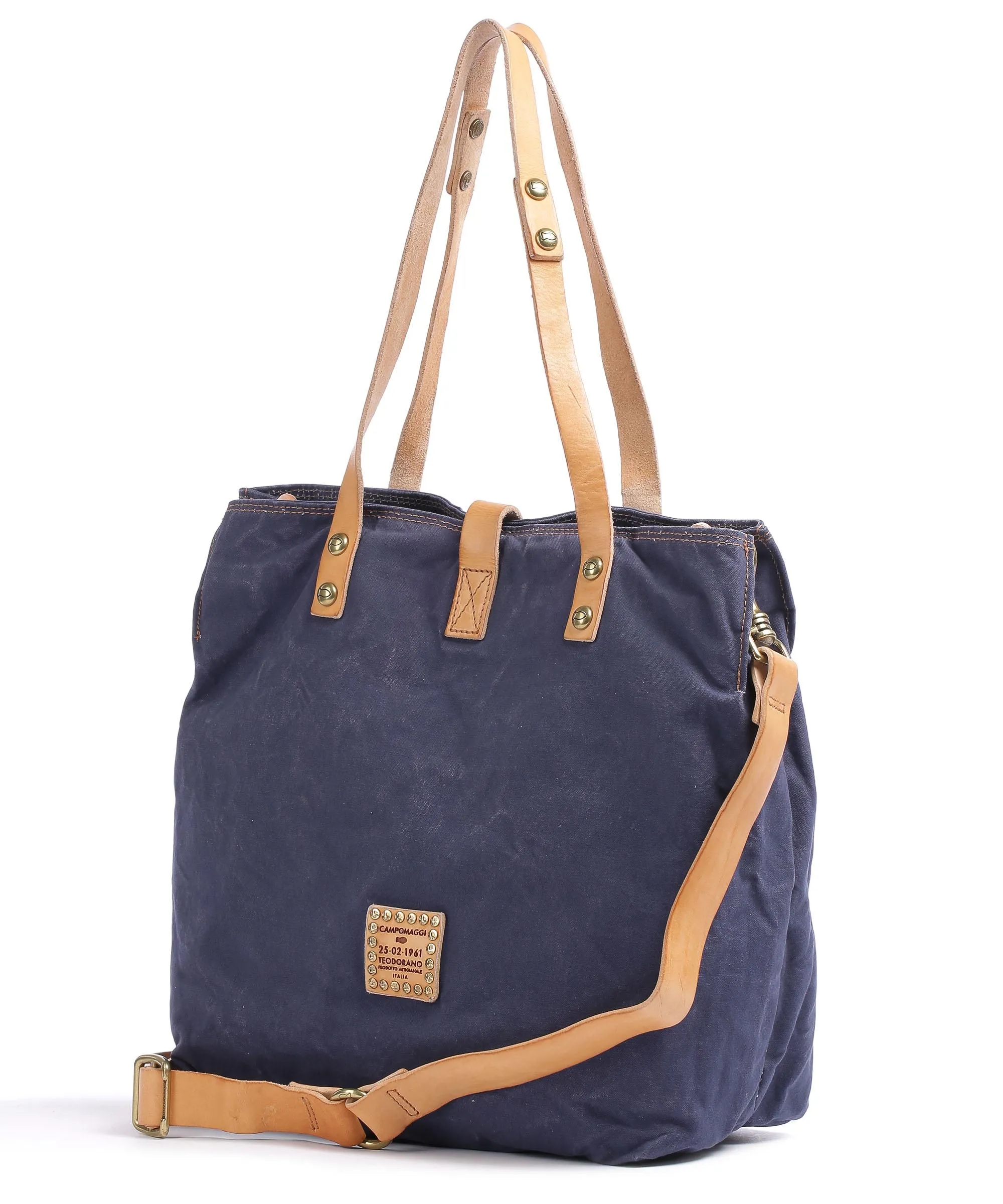  Campomaggi Borsa shopper cotone blu scuro  