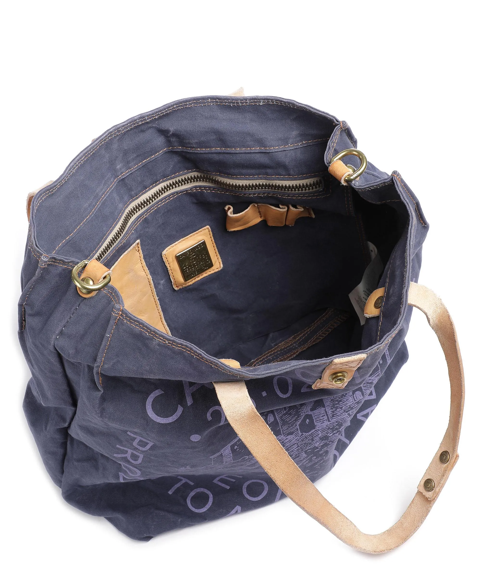  Campomaggi Borsa shopper cotone blu scuro  