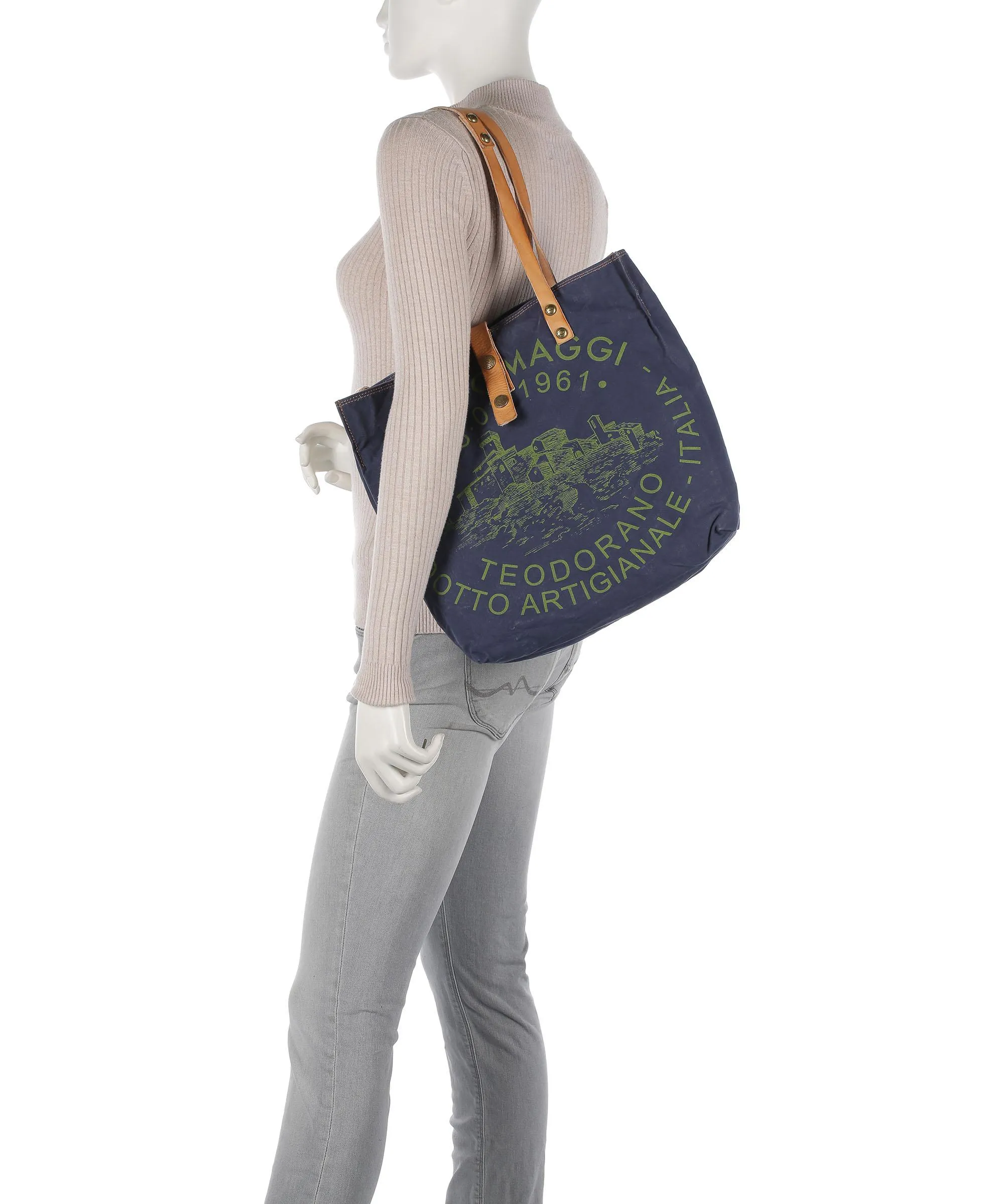 Campomaggi Borsa shopper cotone navy  