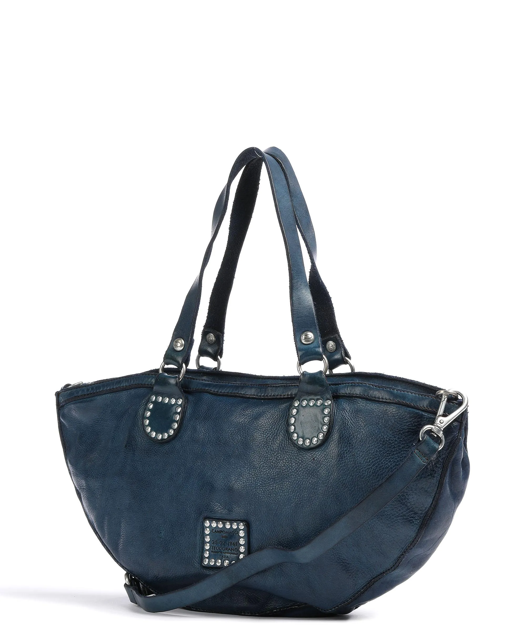  Campomaggi Borsa shopper pelle di vacchetta finemente grana blu scuro  