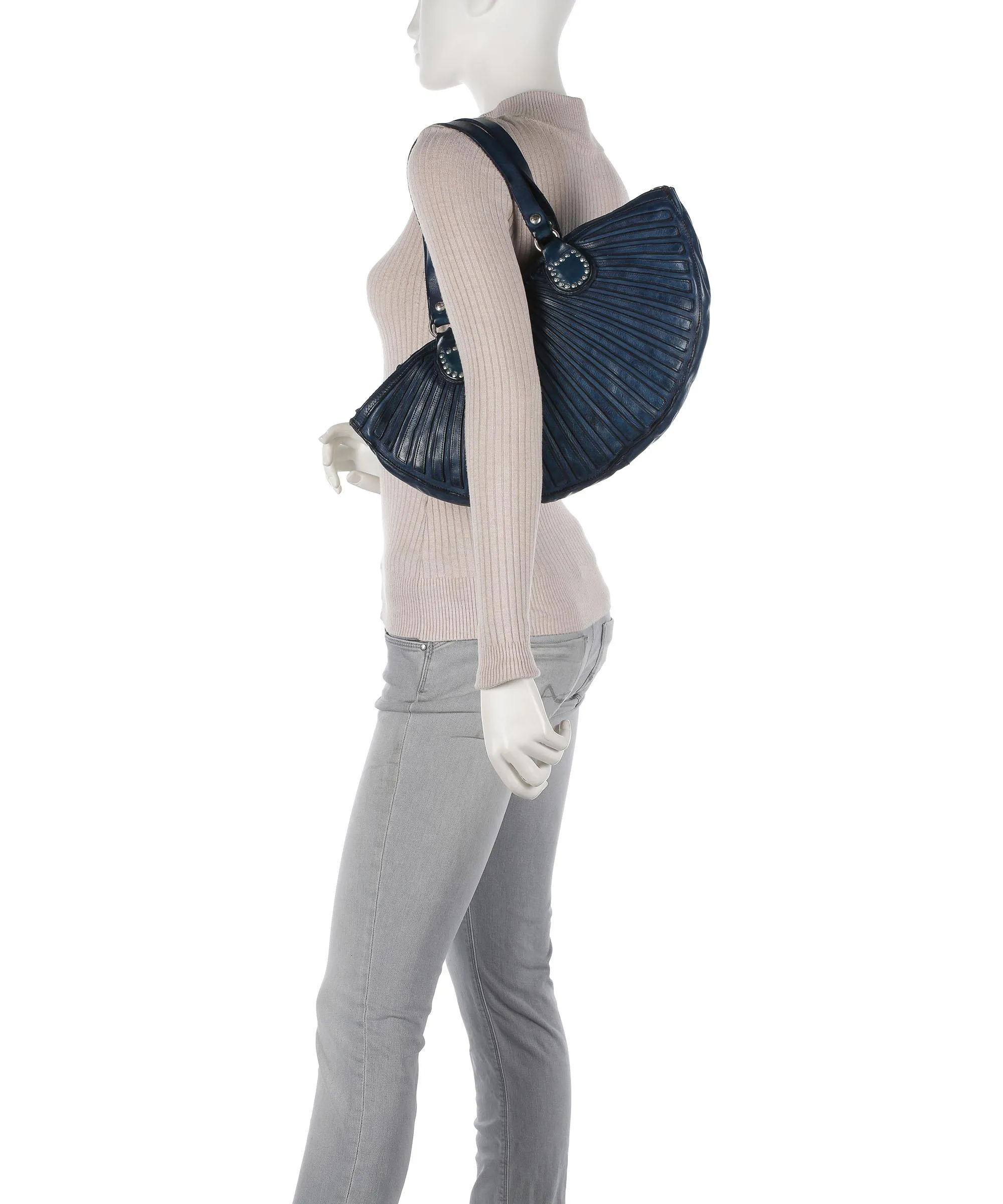  Campomaggi Borsa shopper pelle di vacchetta finemente grana blu scuro  