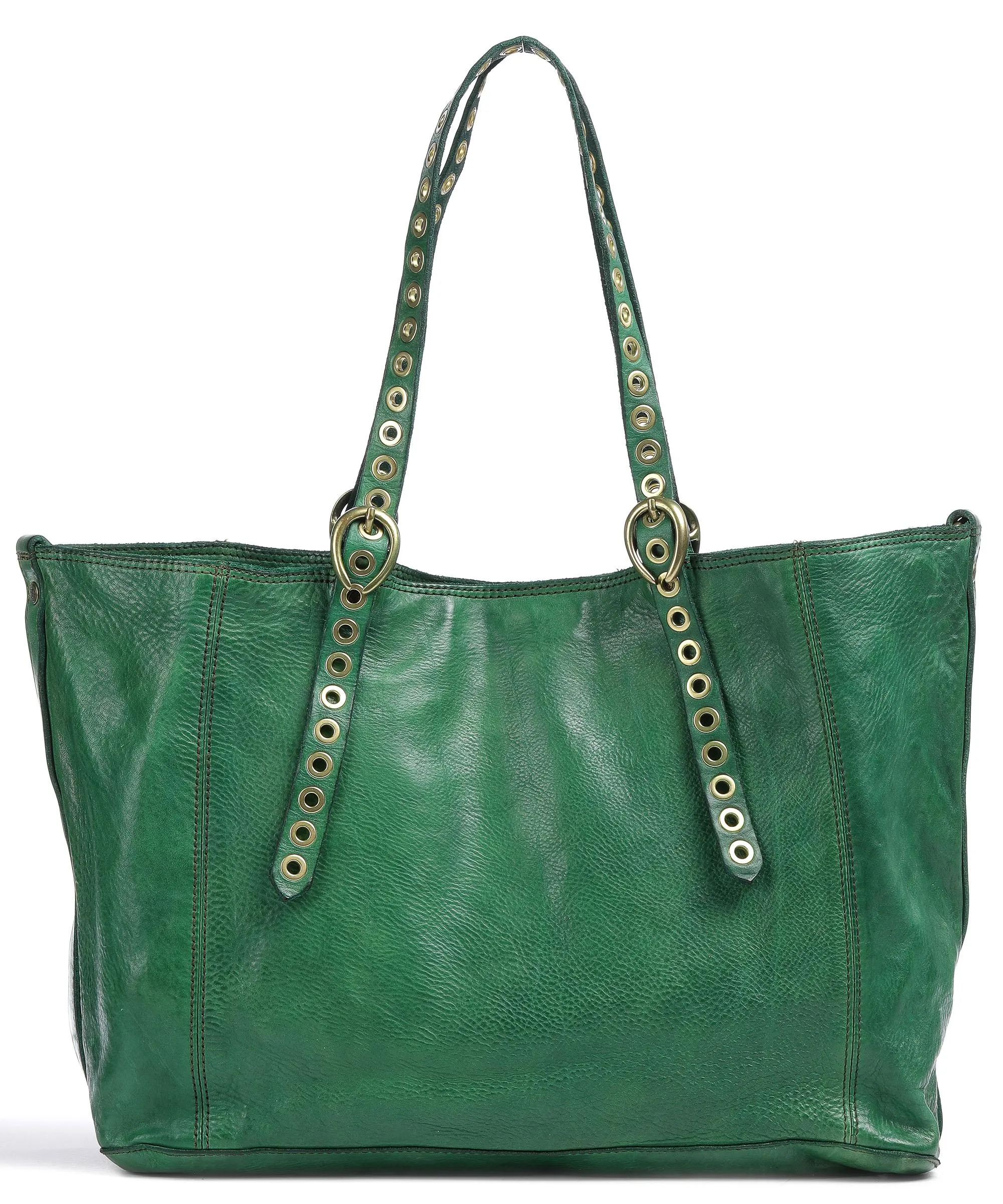  Campomaggi Borsa shopper pelle di vacchetta finemente grana verde  