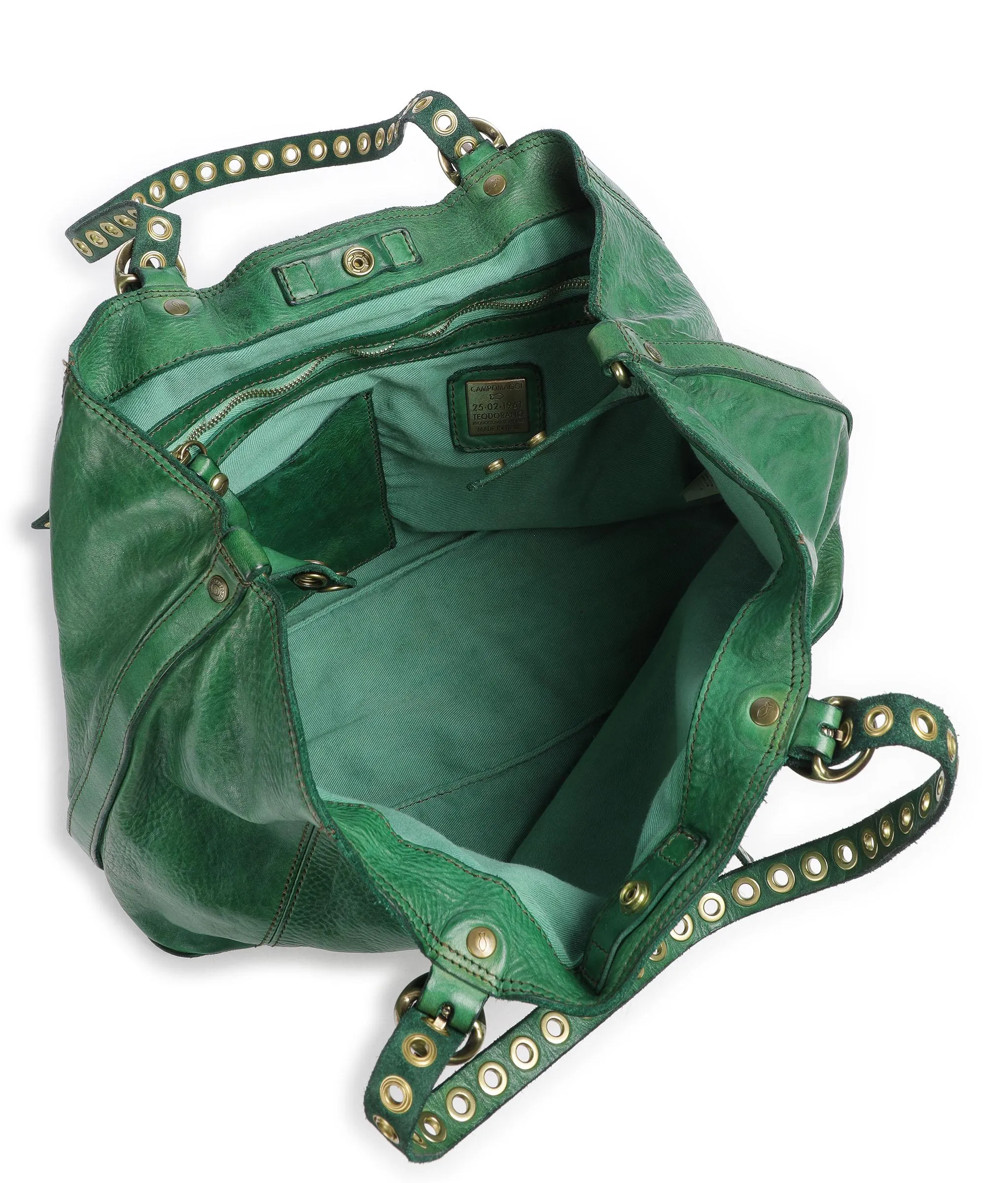  Campomaggi Borsa shopper pelle di vacchetta finemente grana verde  