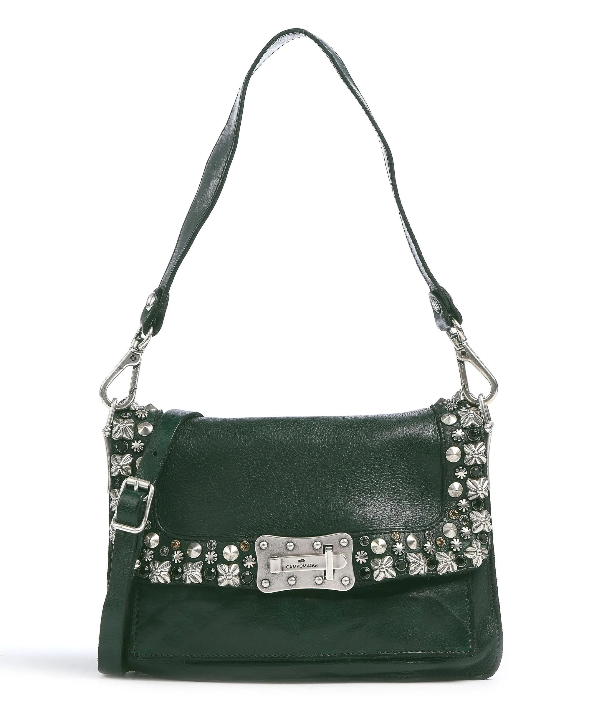  Campomaggi Prestige Borsa a spalla pelle di vacchetta finemente grana verde scuro  