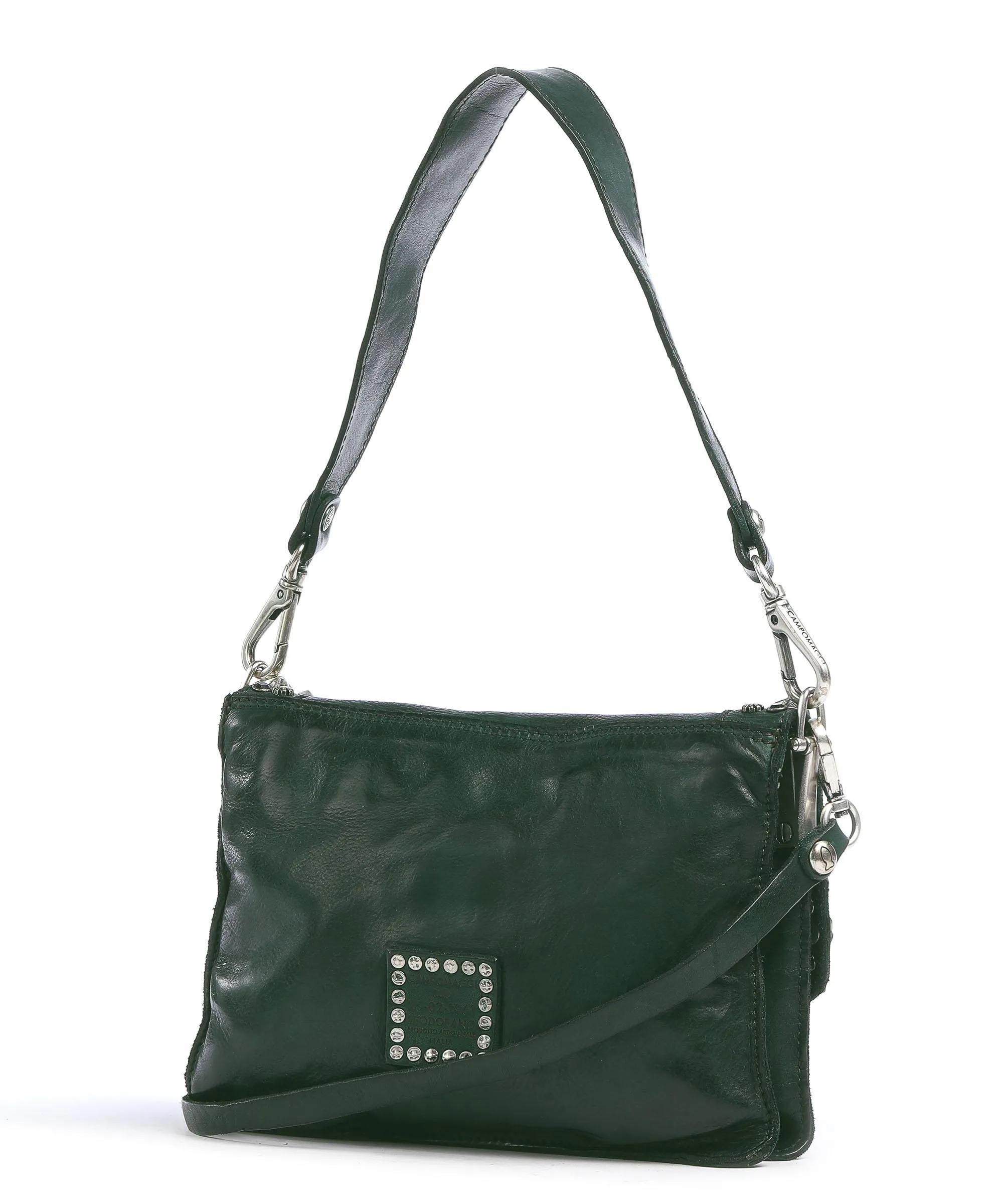  Campomaggi Prestige Borsa a spalla pelle di vacchetta finemente grana verde scuro  