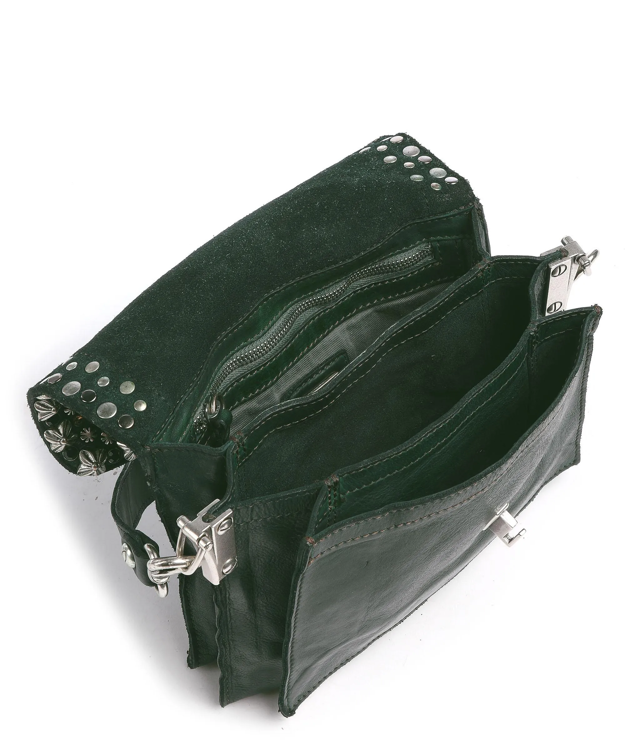  Campomaggi Prestige Borsa a spalla pelle di vacchetta finemente grana verde scuro  