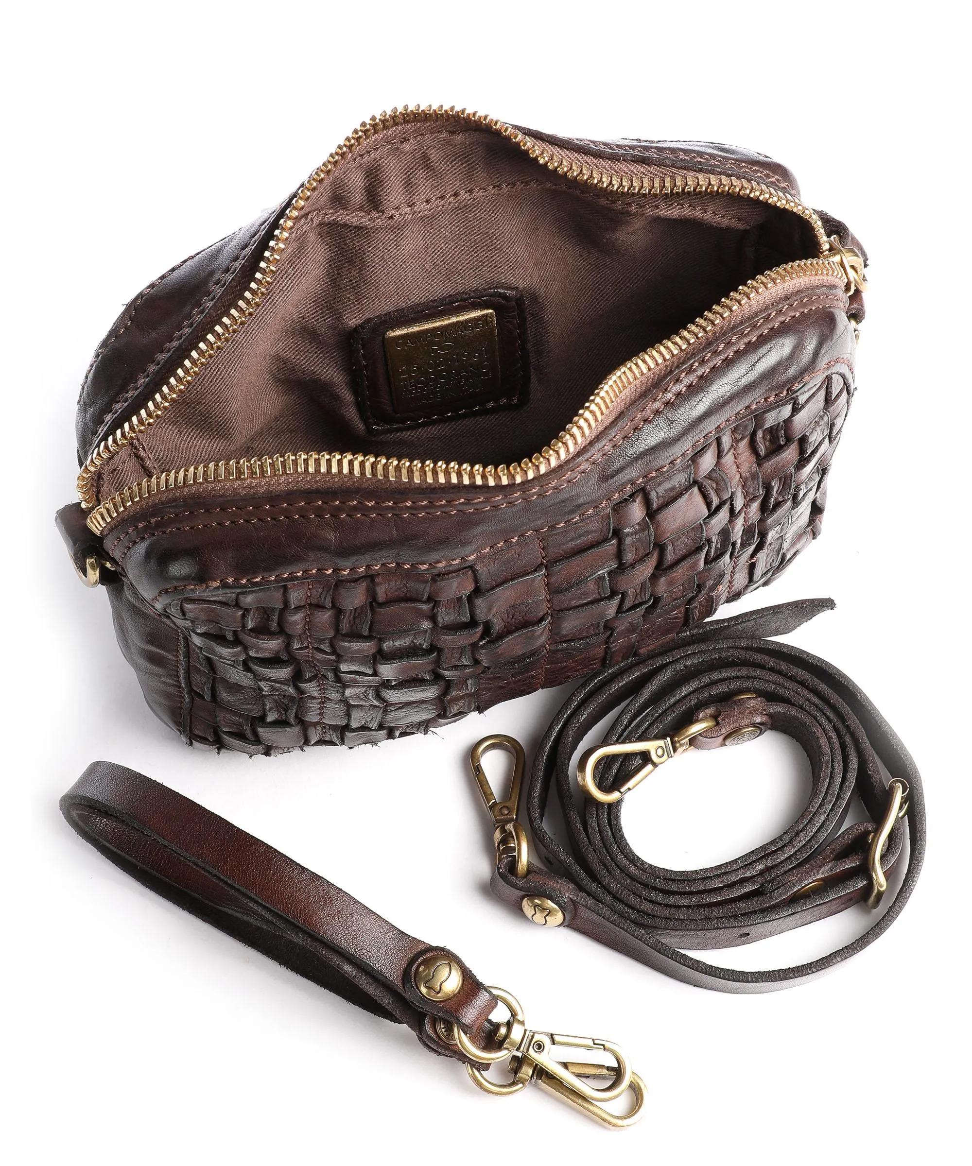  Campomaggi Prestige Borsa a tracolla pelle di vacchetta finemente grana marrone scuro  