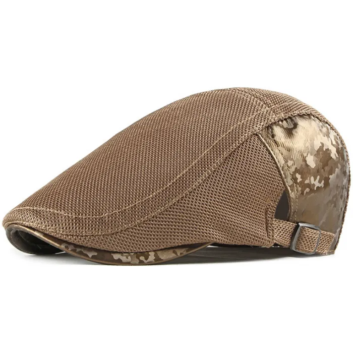 Cappello sportivo ed elegante con doppio risvolto in materiale microrete traspirante Marrone