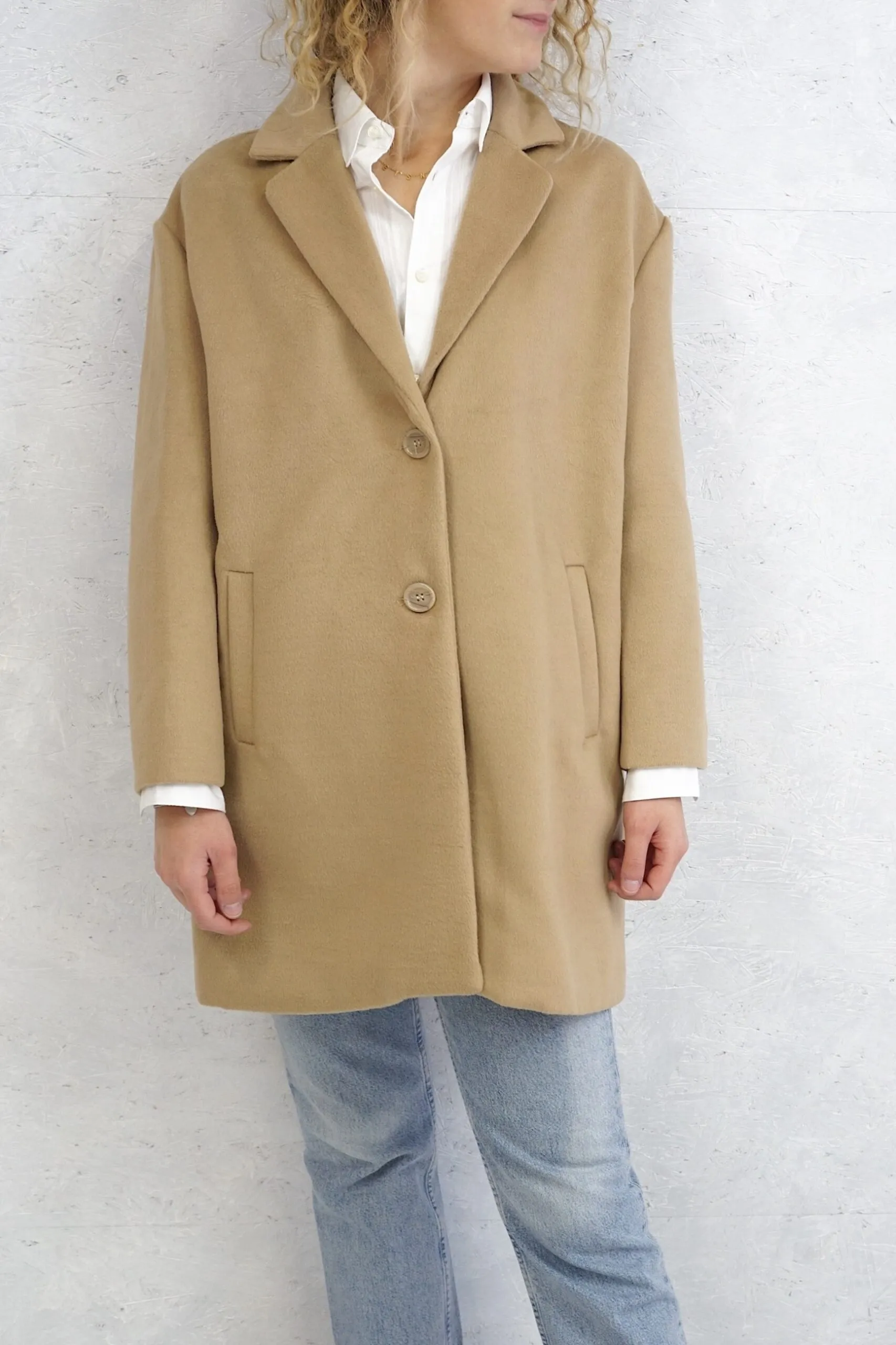 Cappotto cammello over taglio maschile | TOY G