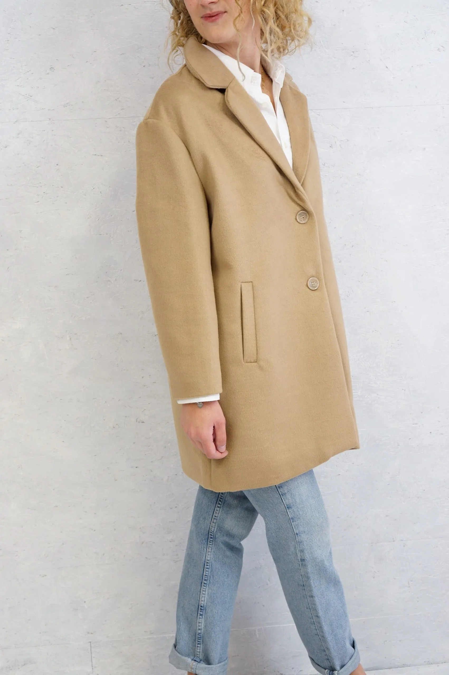 Cappotto cammello over taglio maschile | TOY G