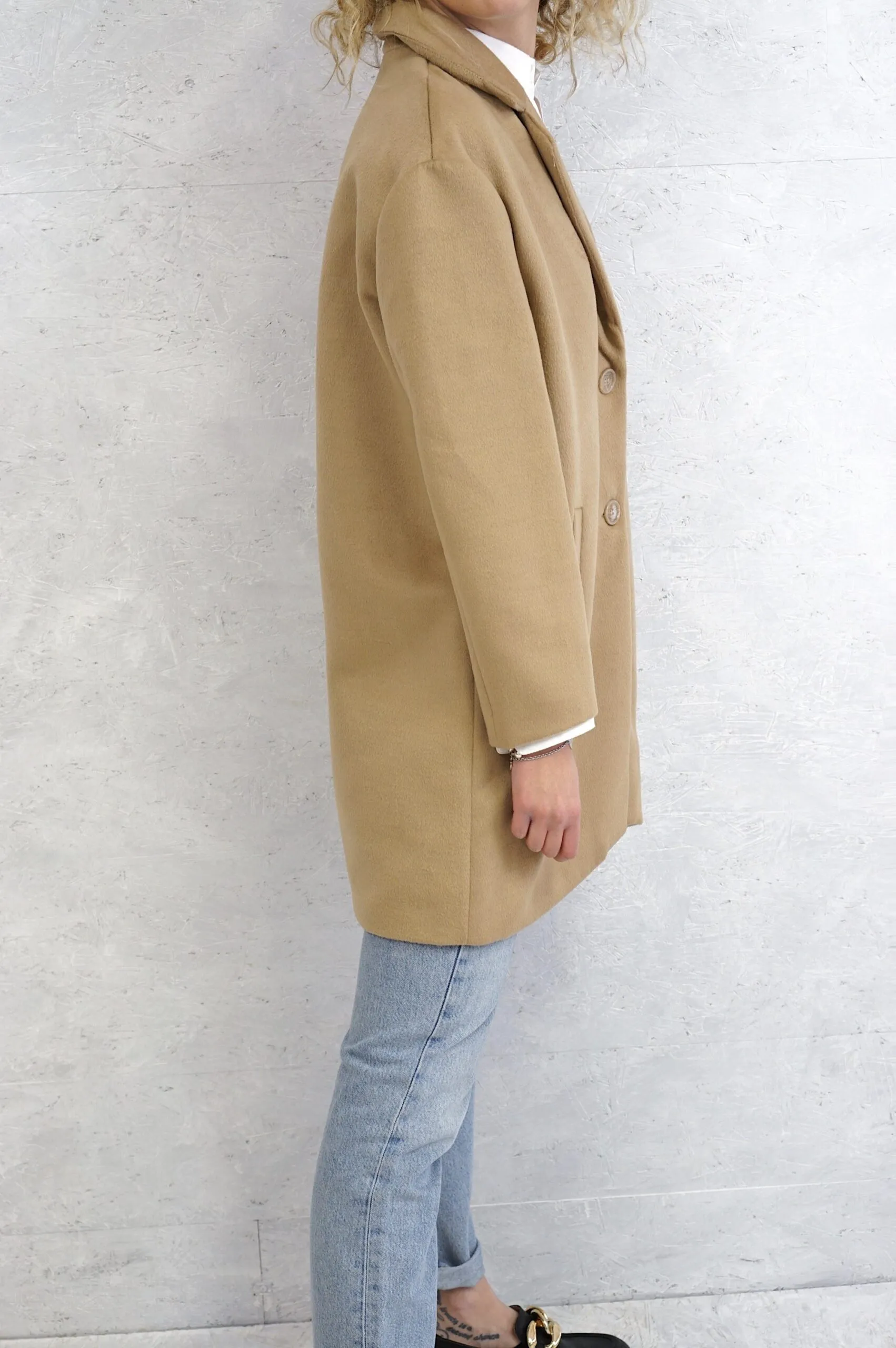 Cappotto cammello over taglio maschile | TOY G