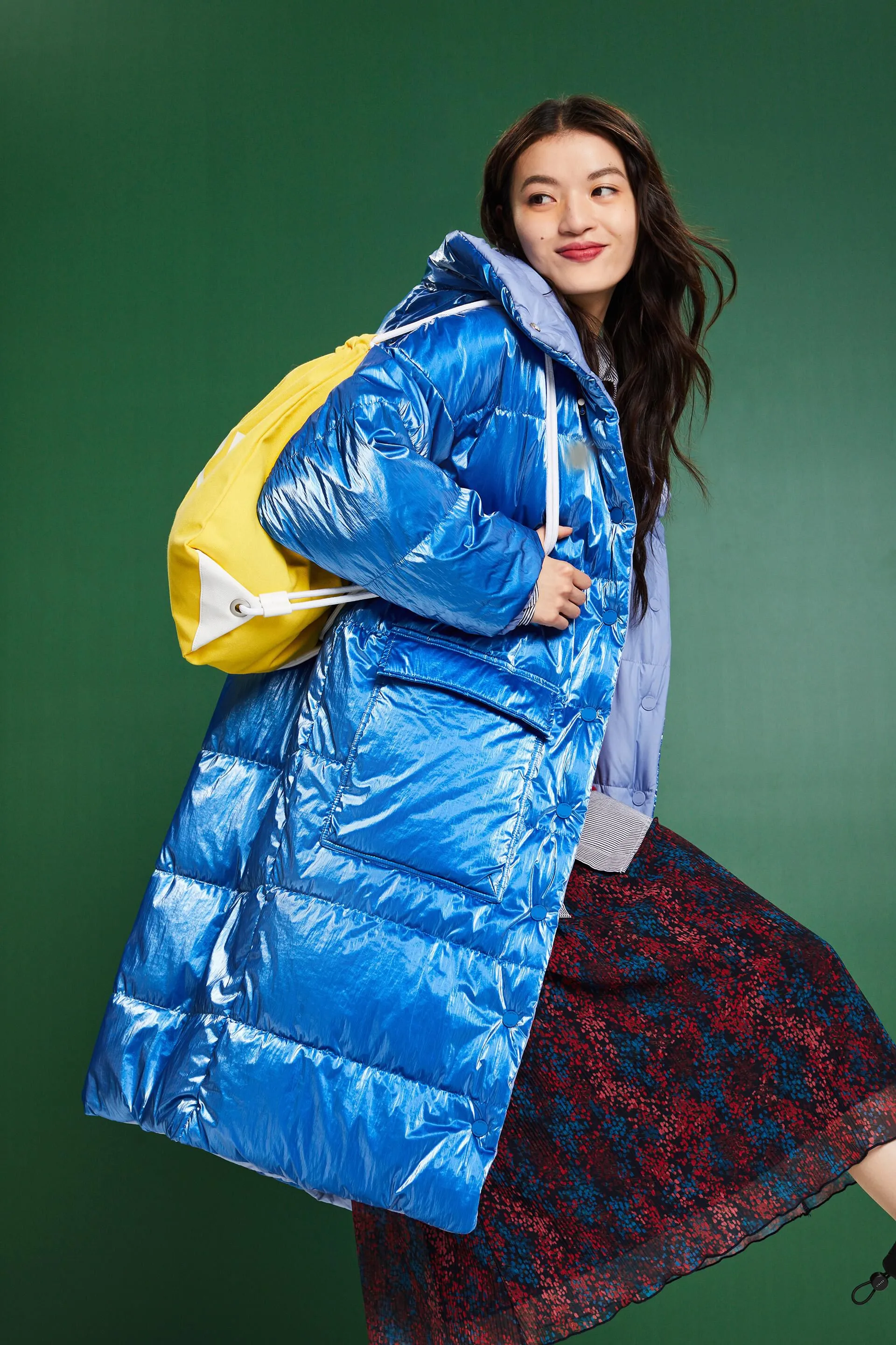 Cappotto lungo in piumino reversibile