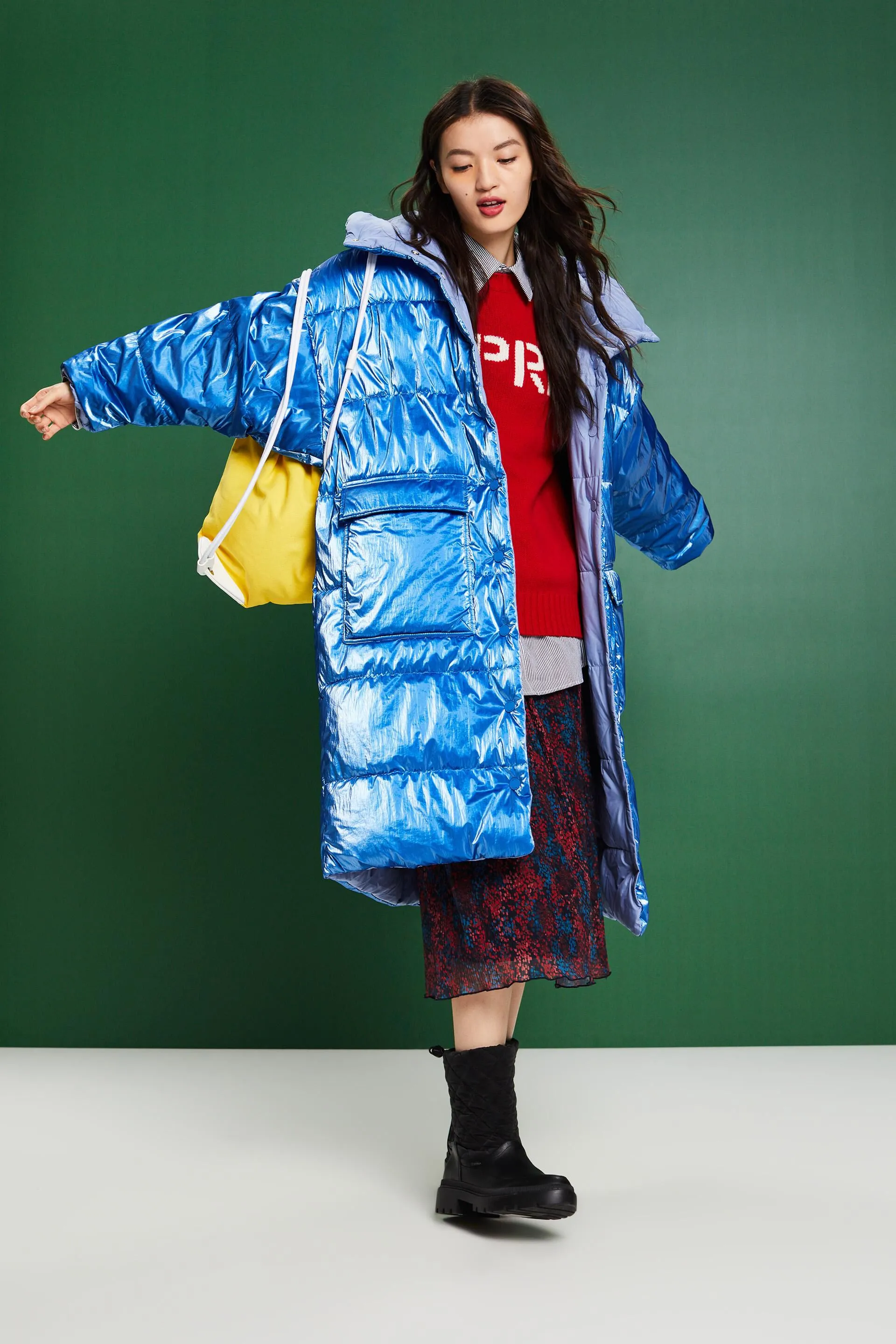 Cappotto lungo in piumino reversibile