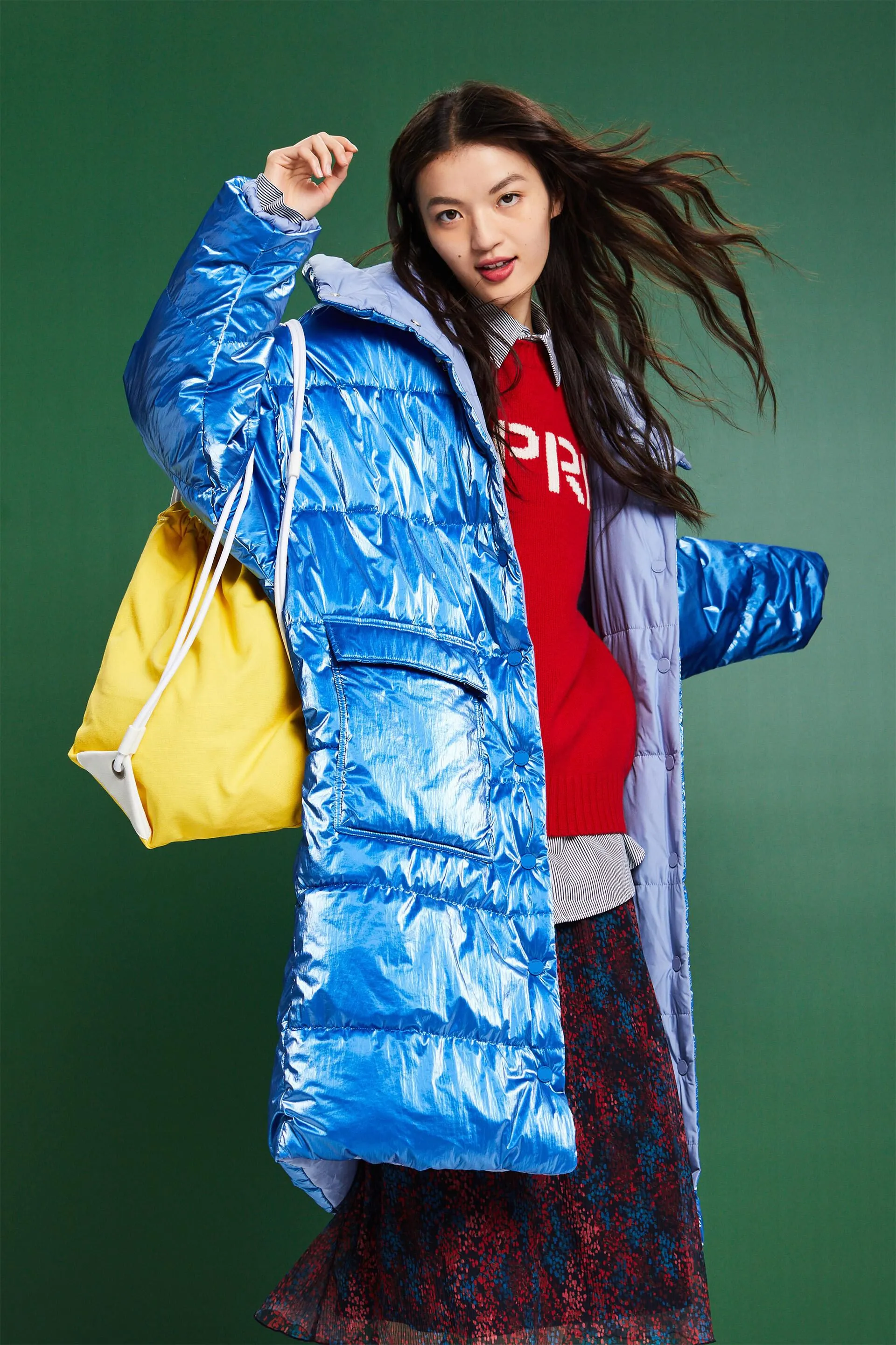 Cappotto lungo in piumino reversibile