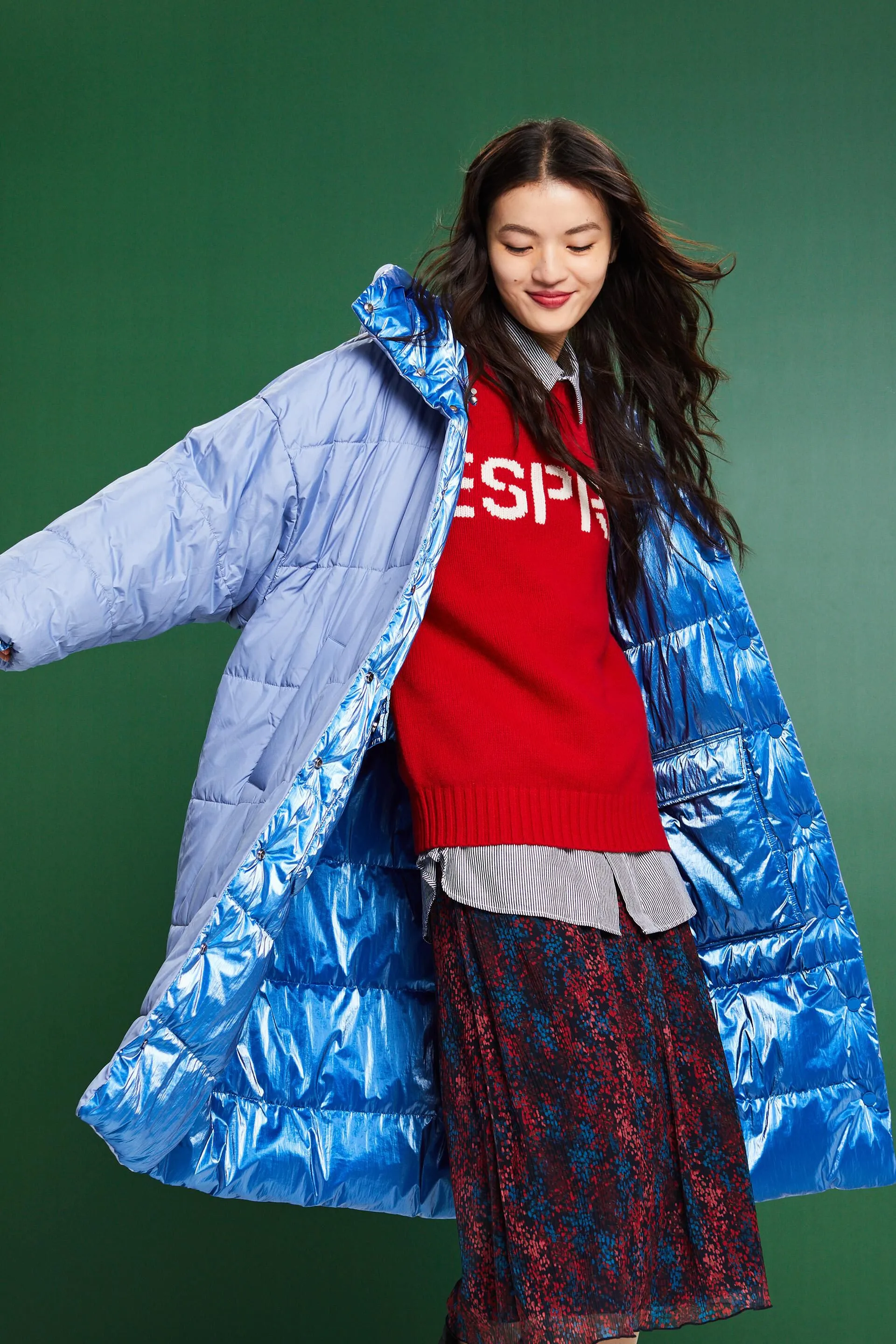 Cappotto lungo in piumino reversibile