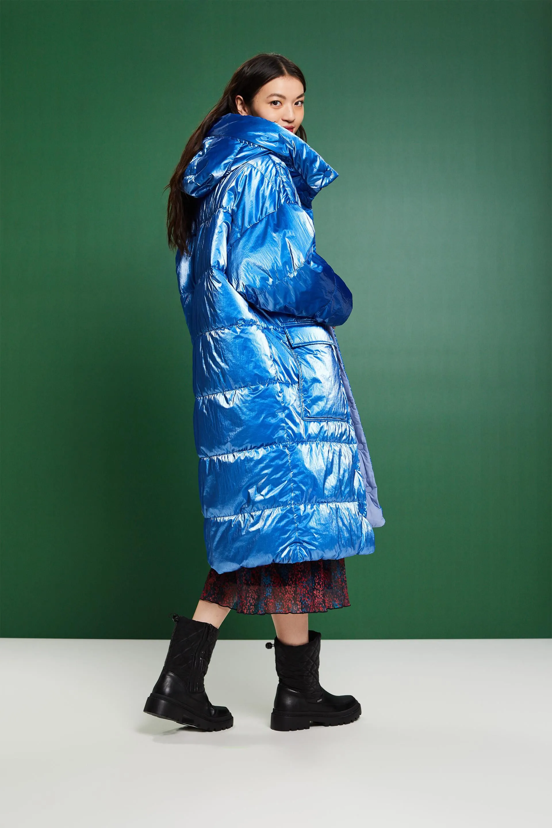 Cappotto lungo in piumino reversibile