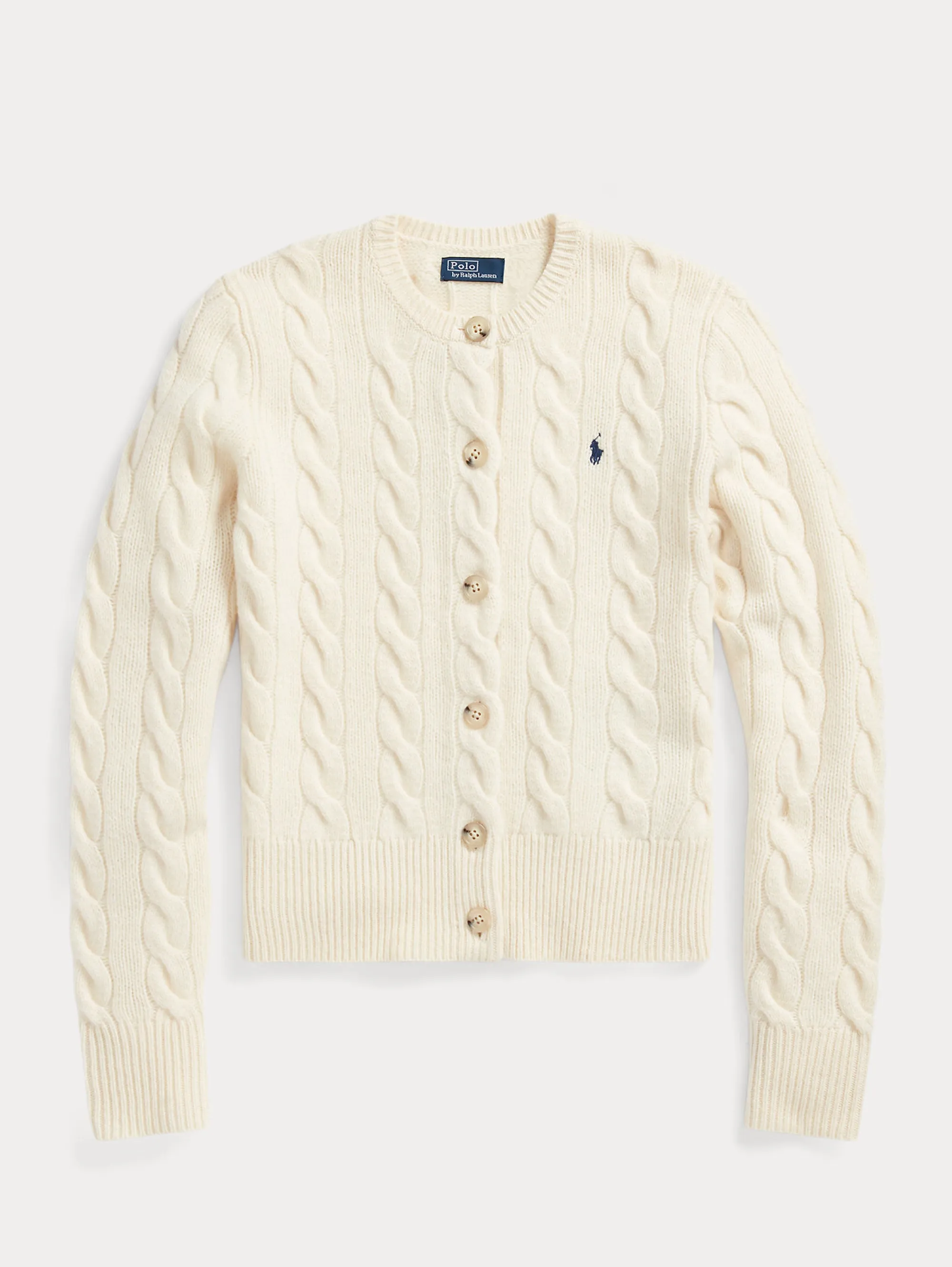 Cardigan a Trecce con Chiusura Smerlata Crema