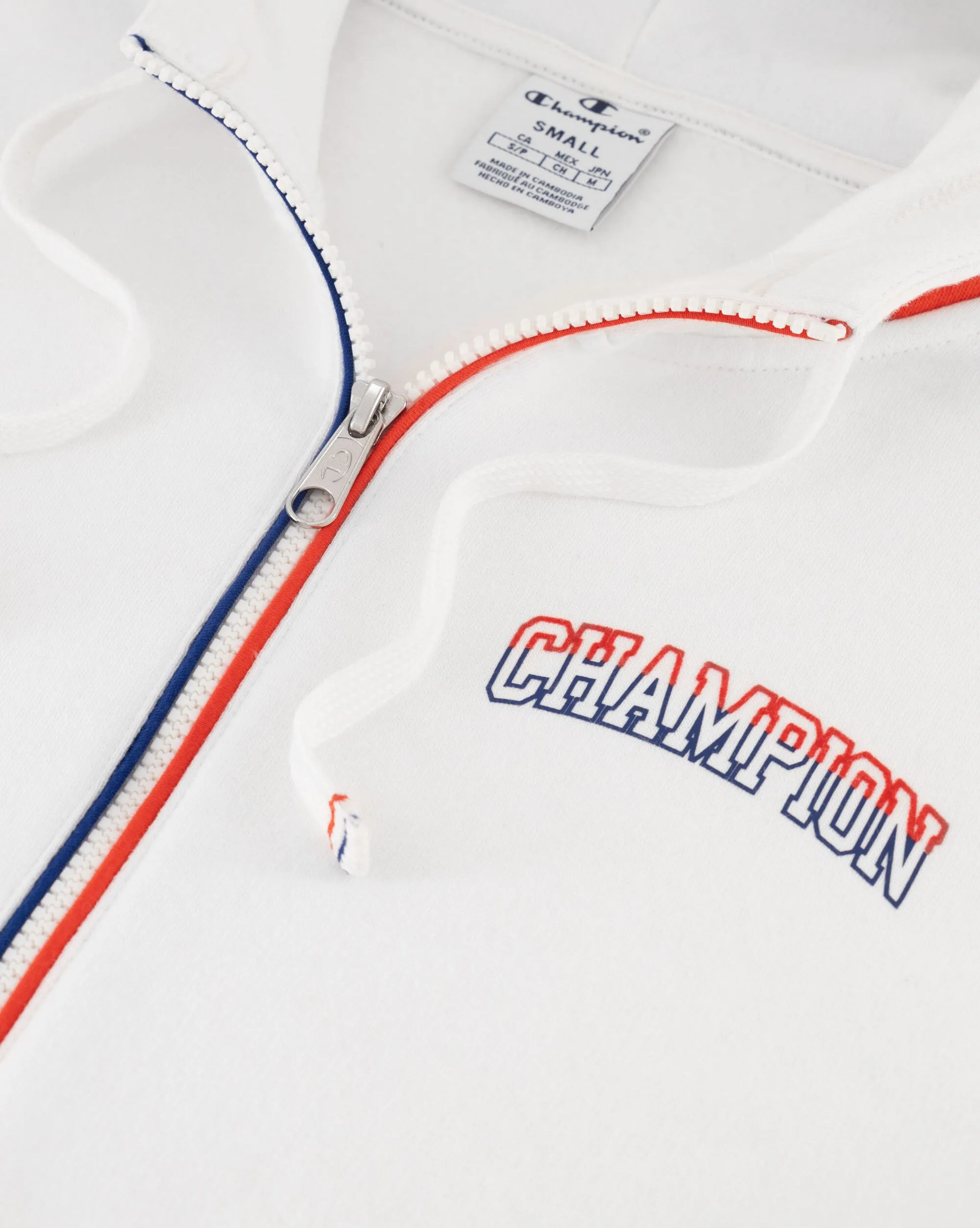 Champion Felpa Con Cappuccio Full Zip Color Punch Bianco Donna