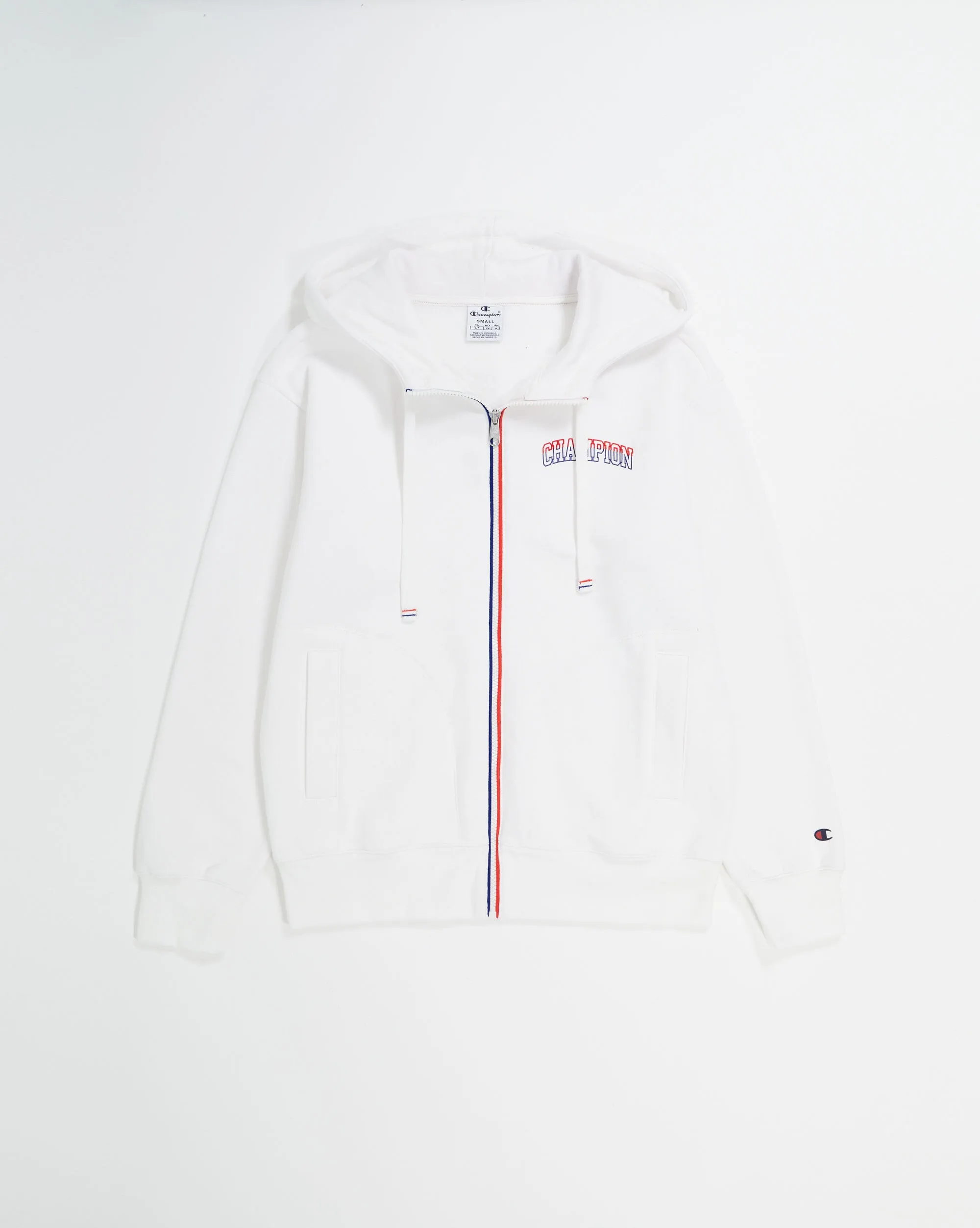 Champion Felpa Con Cappuccio Full Zip Color Punch Bianco Donna