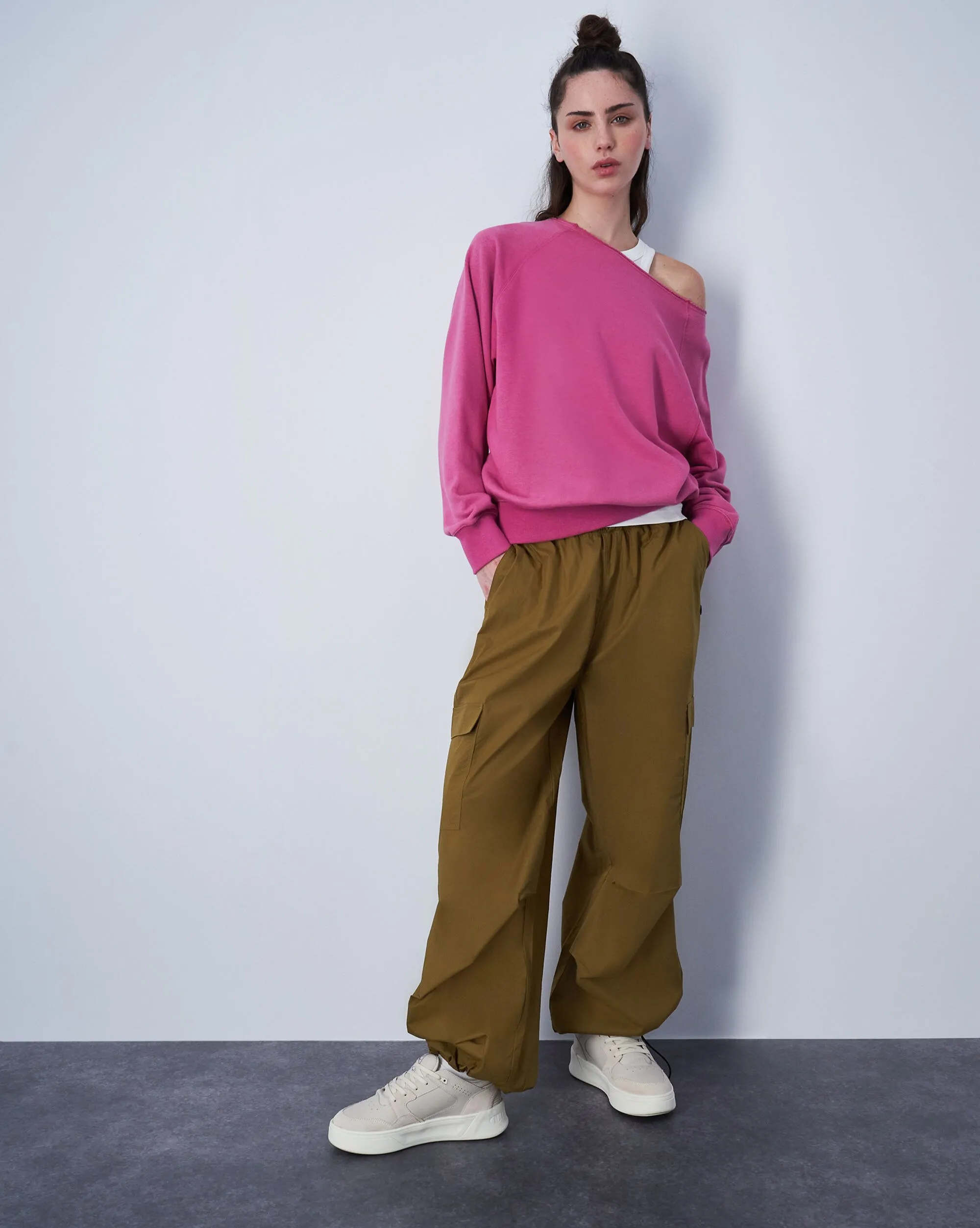 Champion Felpa Girocollo Minimalist Mini Logo Tono su Tono Viola Donna