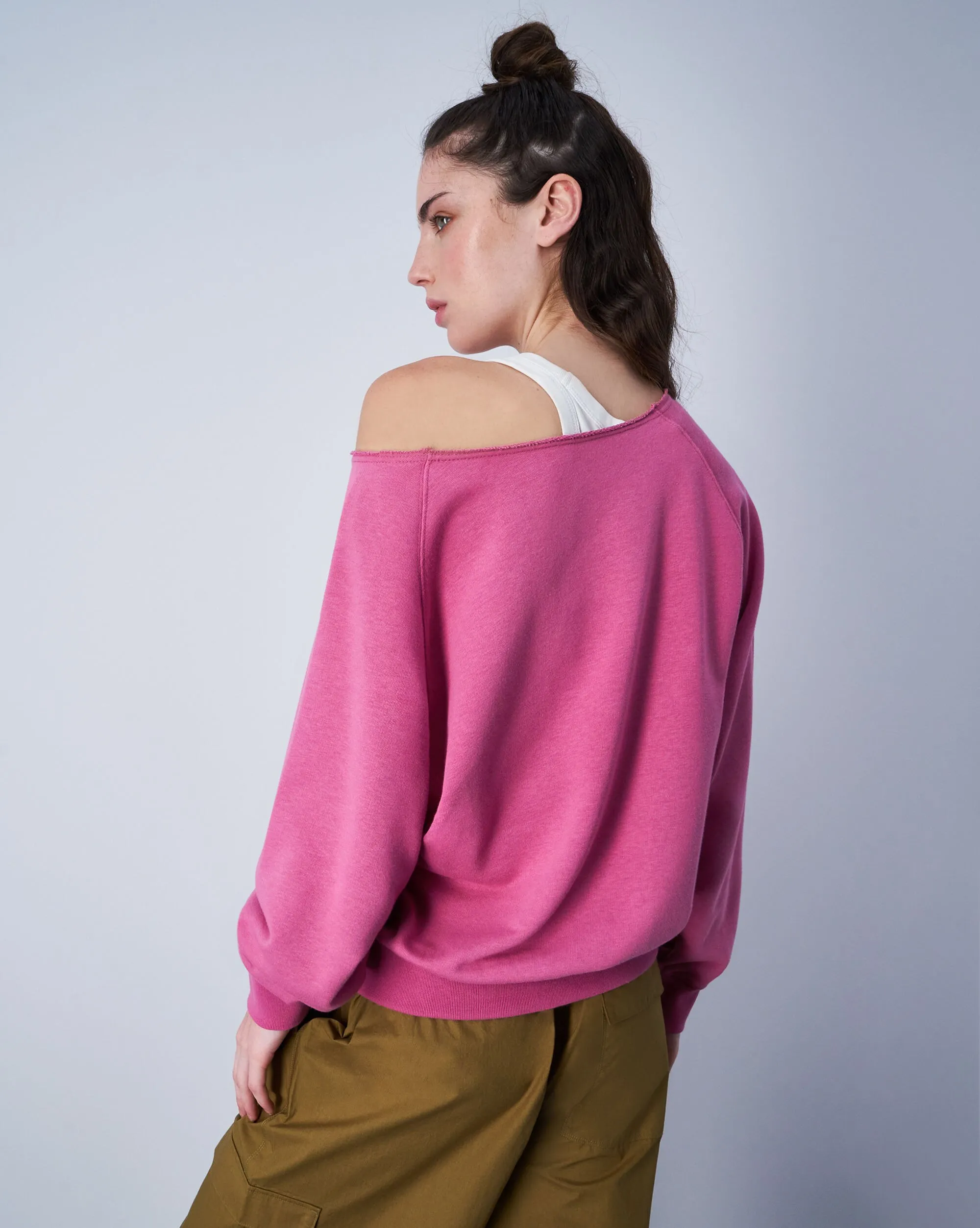 Champion Felpa Girocollo Minimalist Mini Logo Tono su Tono Viola Donna
