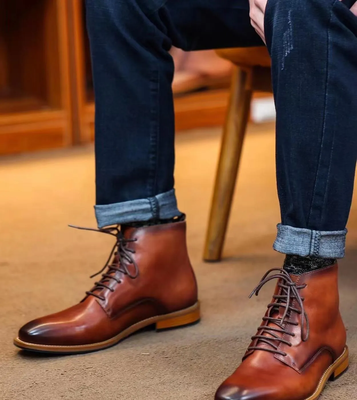 Chelsea Boots Uomo in vera pelle stile britannico 2023 Fashion Chelsea Boots Men