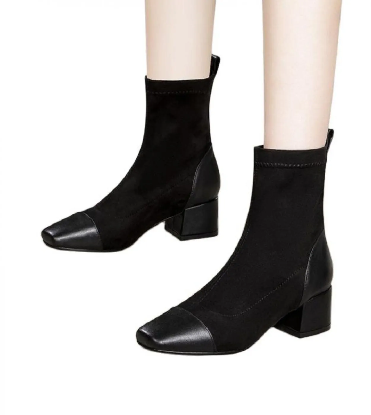 Chelsea Suede Black Shoes For Womens Autunno Inverno Stivaletti in pelle Fashion Ladies Zeppe Stivali 35 37 38 39 40 Wo
