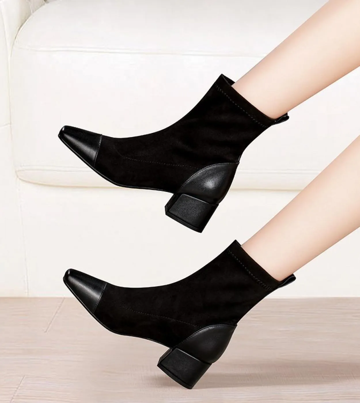 Chelsea Suede Black Shoes For Womens Autunno Inverno Stivaletti in pelle Fashion Ladies Zeppe Stivali 35 37 38 39 40 Wo
